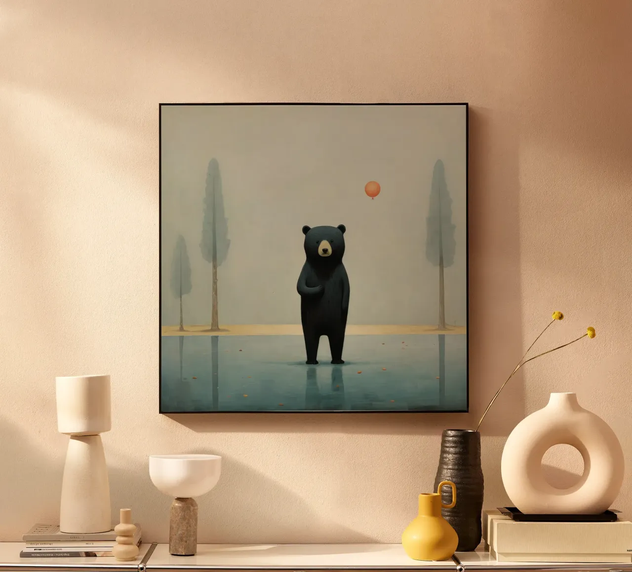 Orso nero minimo 1 plexiglass da Minimal Animal Art
