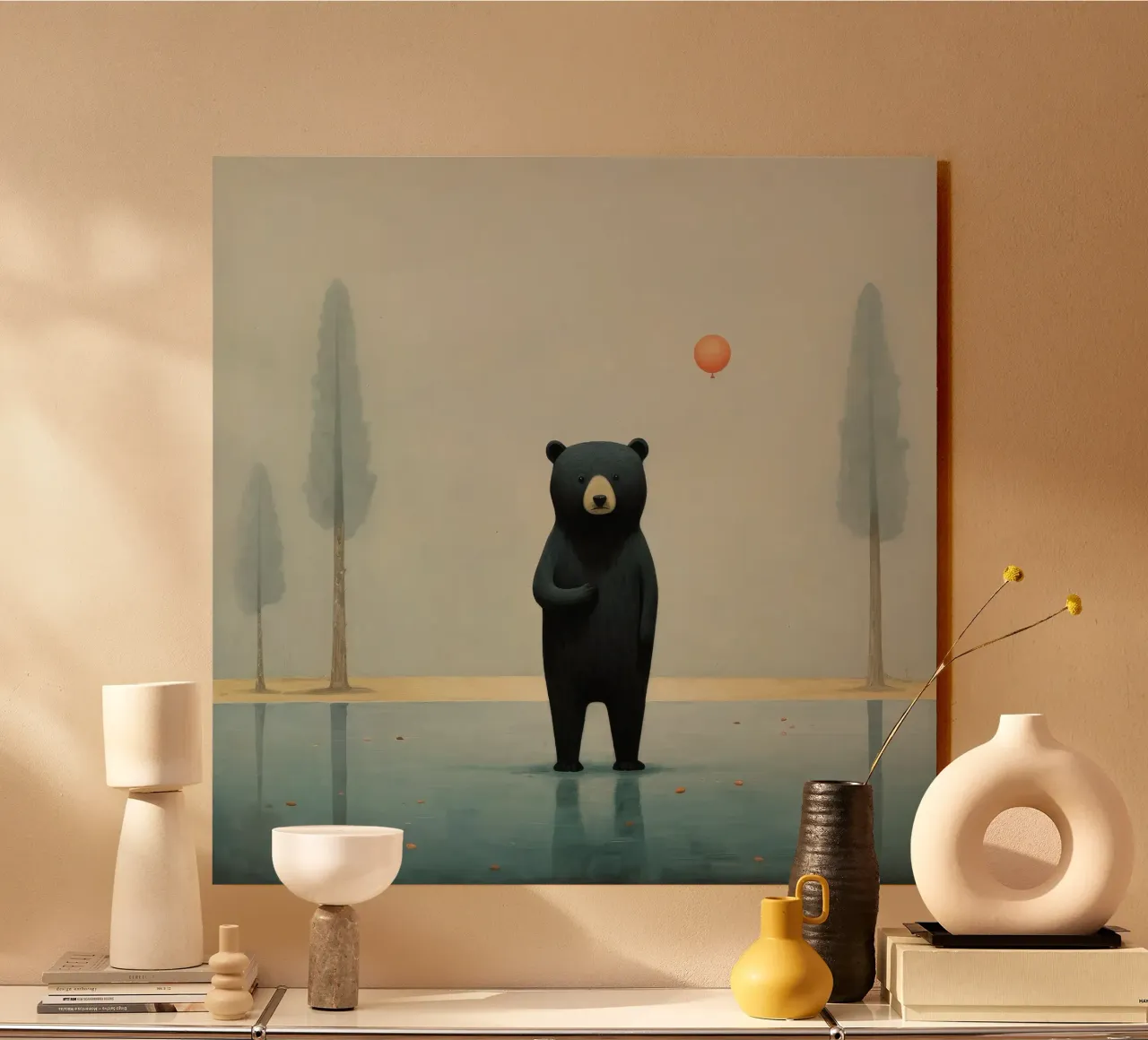 Orso nero minimo 1 plexiglass da Minimal Animal Art