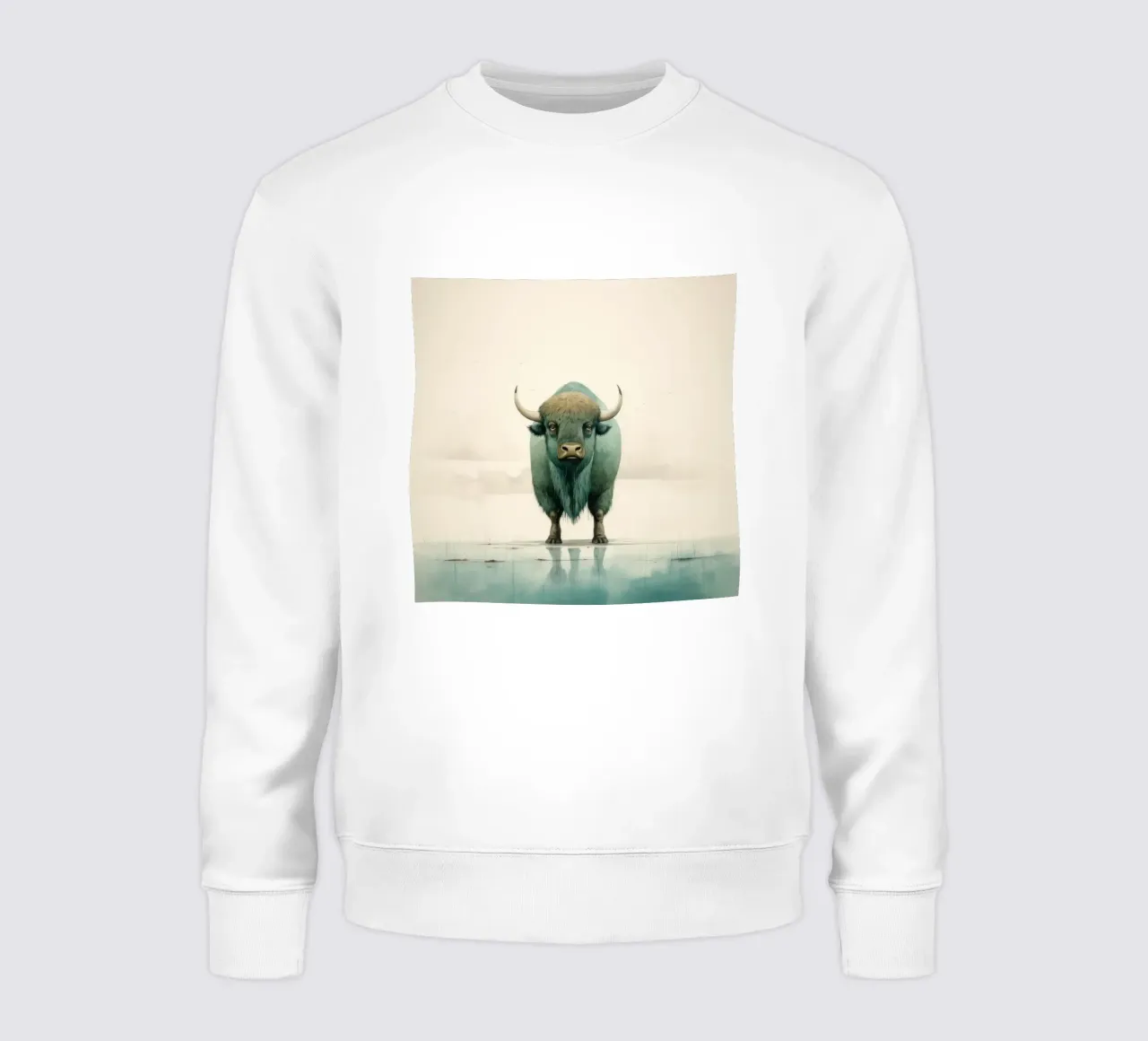 Minimal Büffel 2 Sweatshirt von Minimal Animal Art