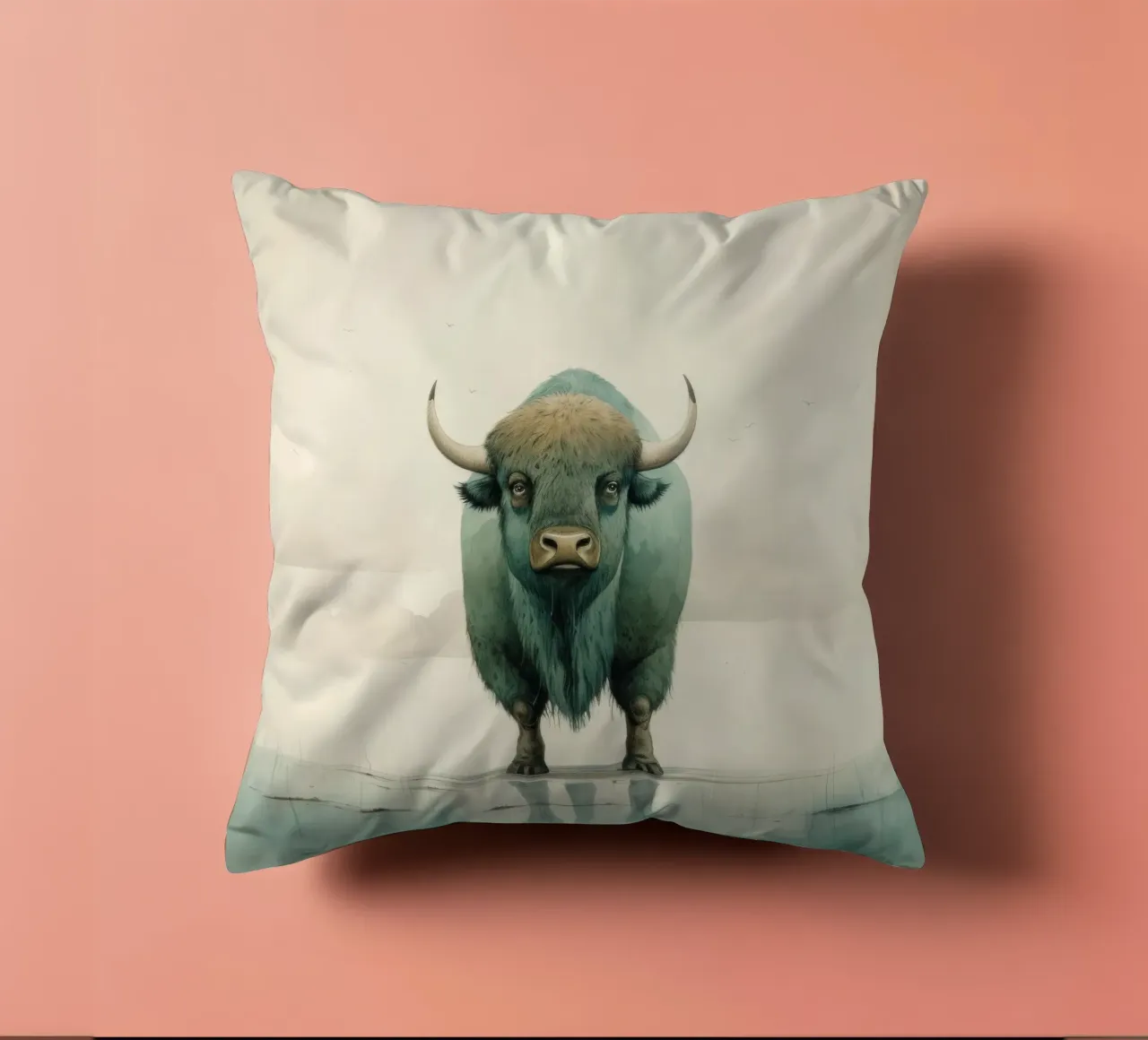 Bufalo minimo 2 cuscino da Minimal Animal Art