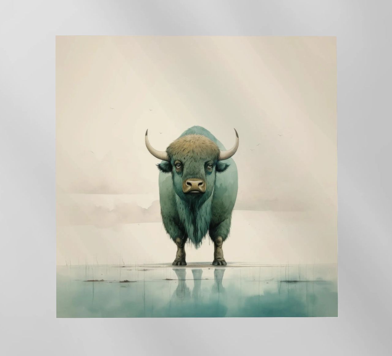 Bufalo minimo 2 pellicola backlit da Minimal Animal Art