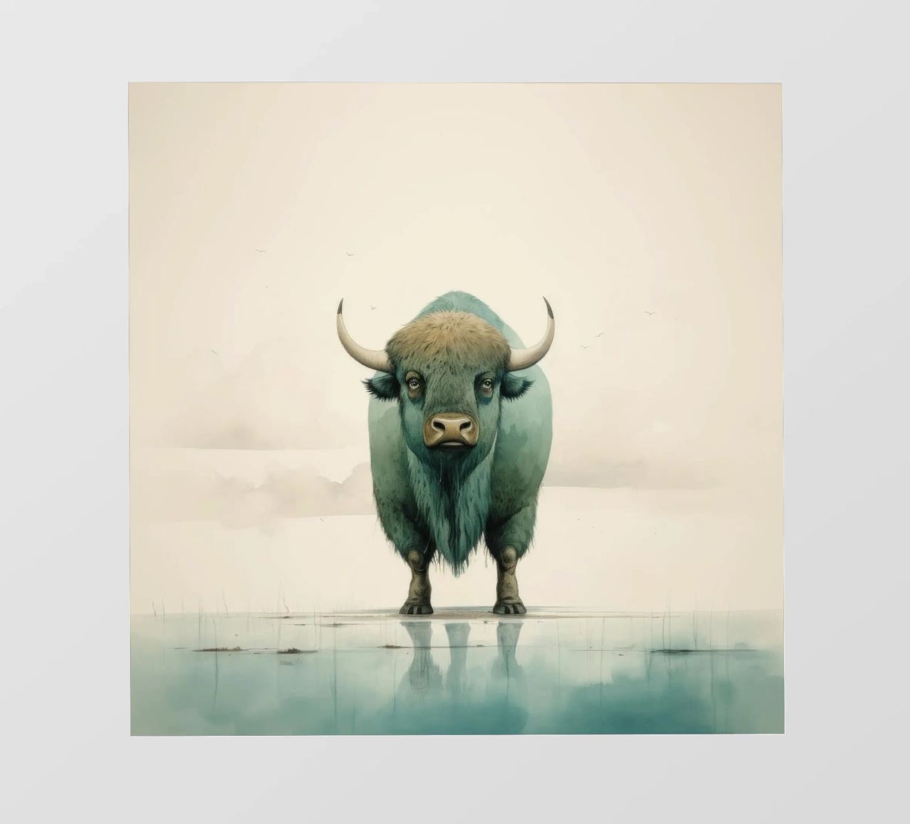 Bufalo minimo 2 pellicola backlit da Minimal Animal Art