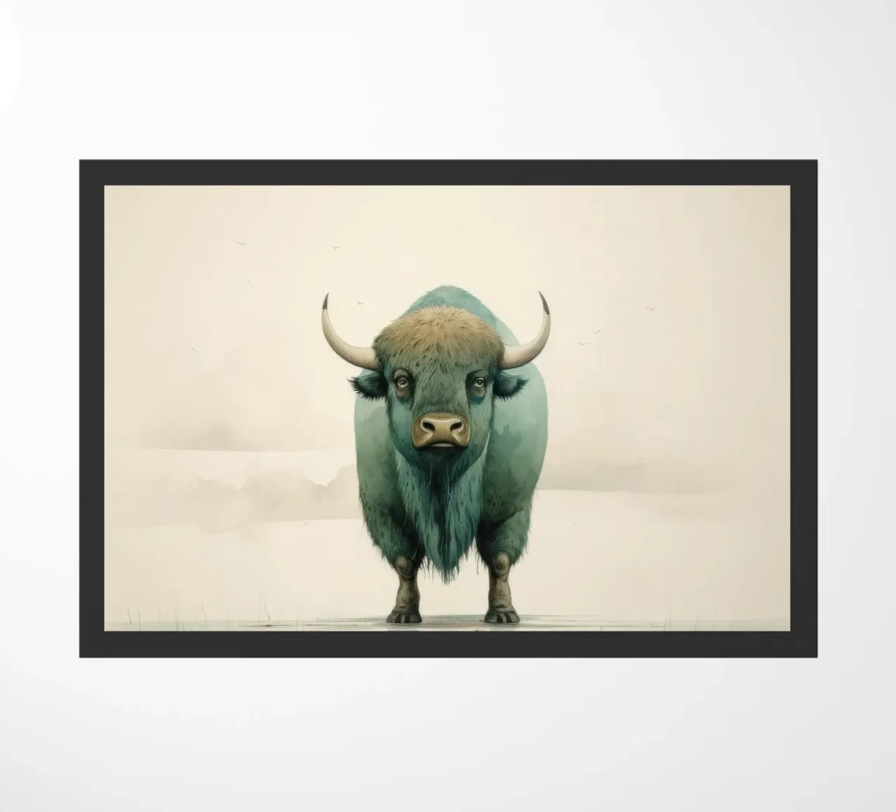 Búfalo mínimo 2 felpudo de Minimal Animal Art