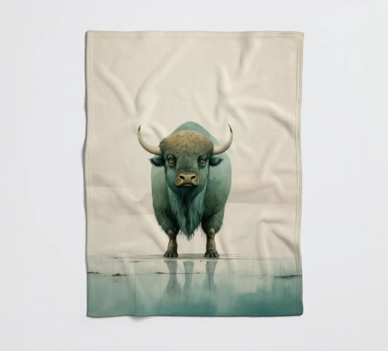 Bufalo minimo 2 coperta in pile da Minimal Animal Art