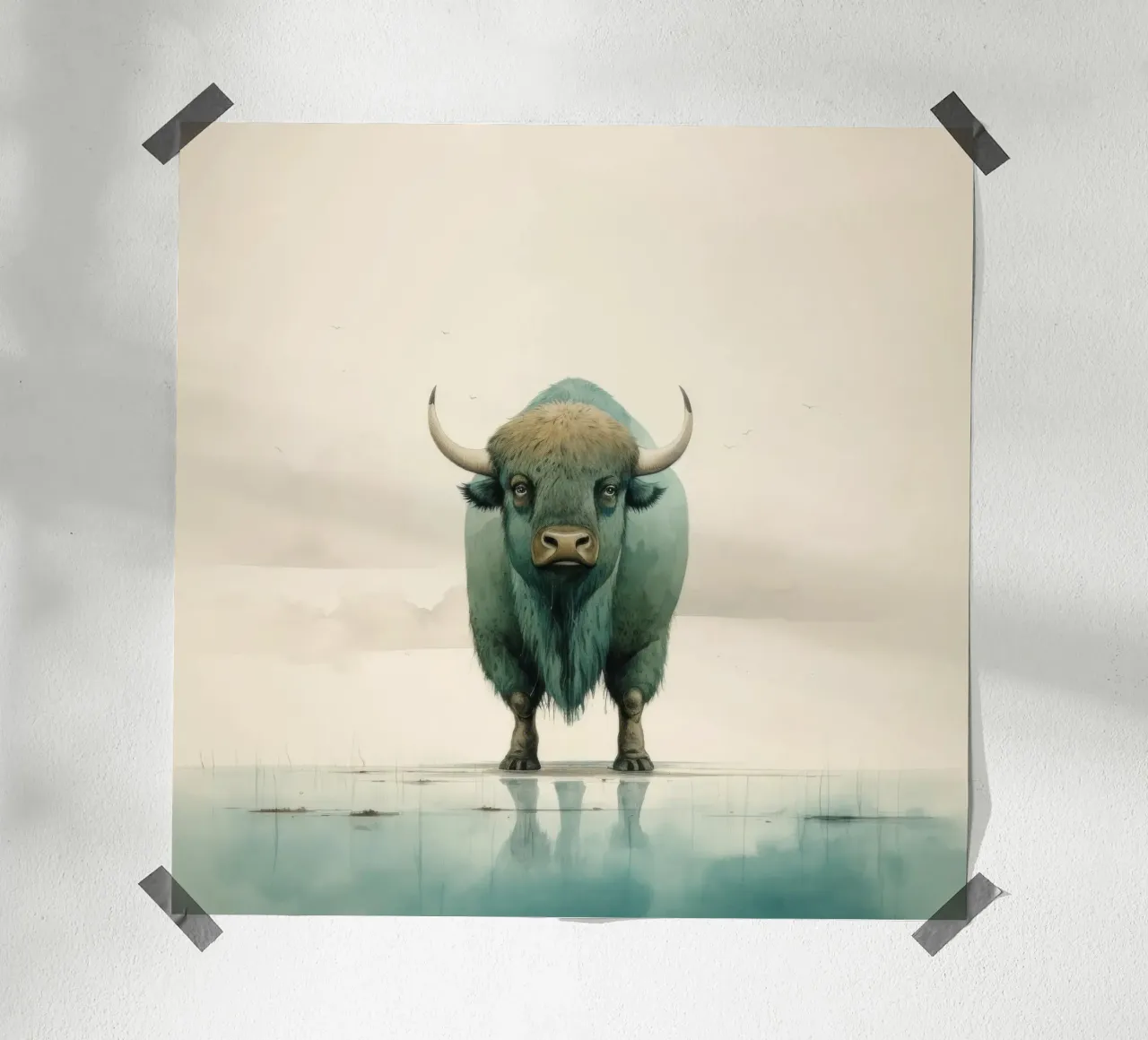 Bufalo minimo 2 carta hahnemühle da Minimal Animal Art