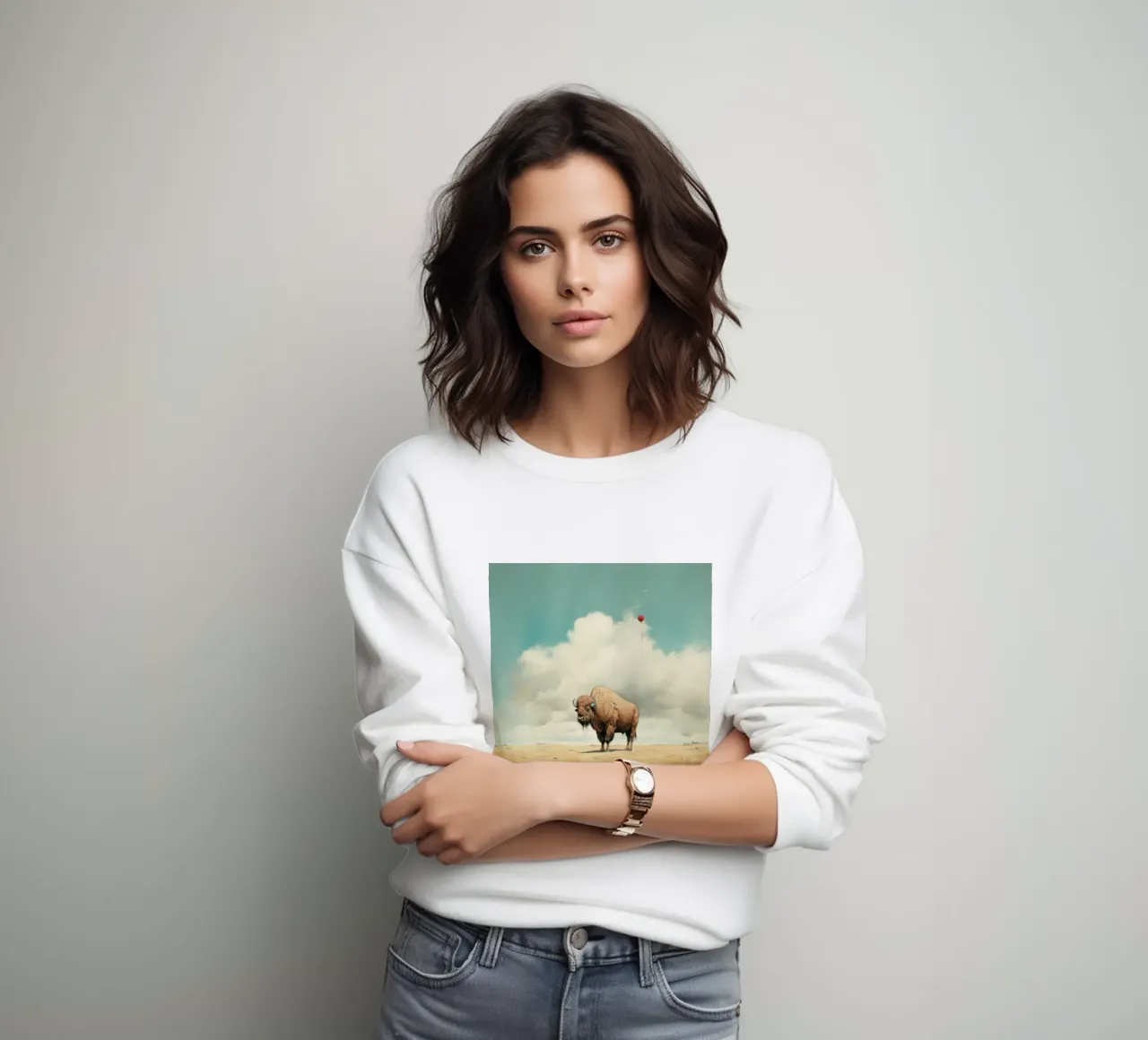 Minimal Buffalo 3 sweatshirt by Minimal Animal Art