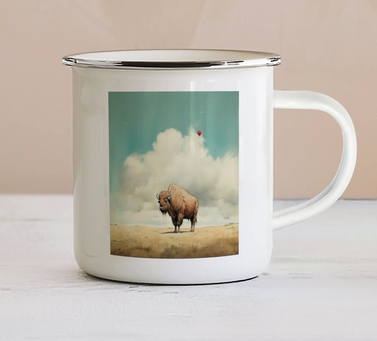 Bufala minima 3 tazza in smalto da Minimal Animal Art