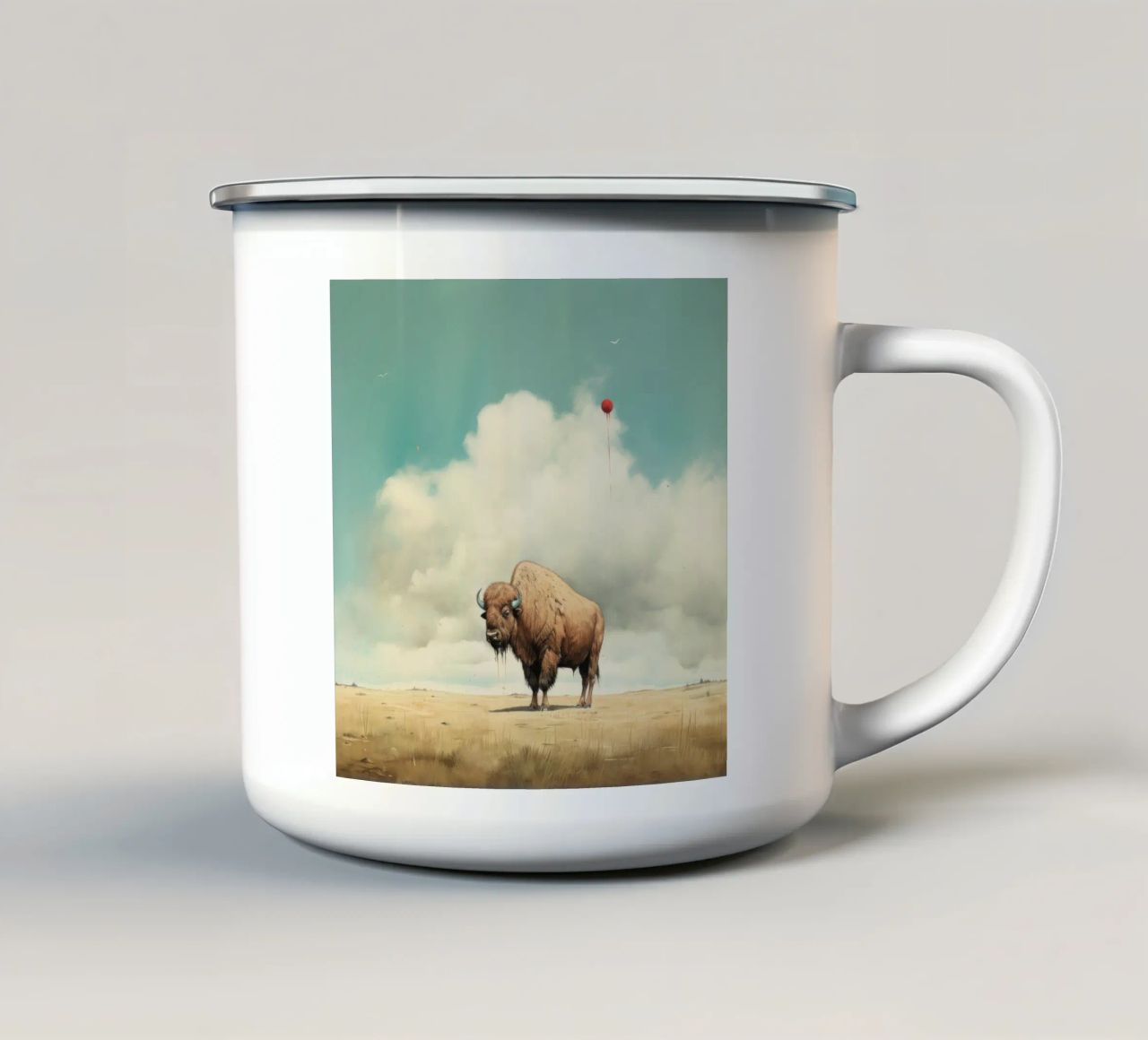 Bufala minima 3 tazza in smalto da Minimal Animal Art