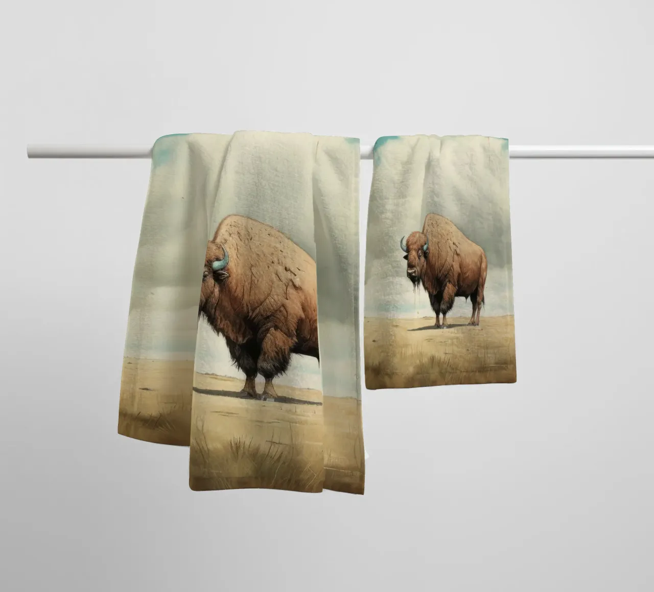 Minimal Buffalo 3 towel by Minimal Animal Art