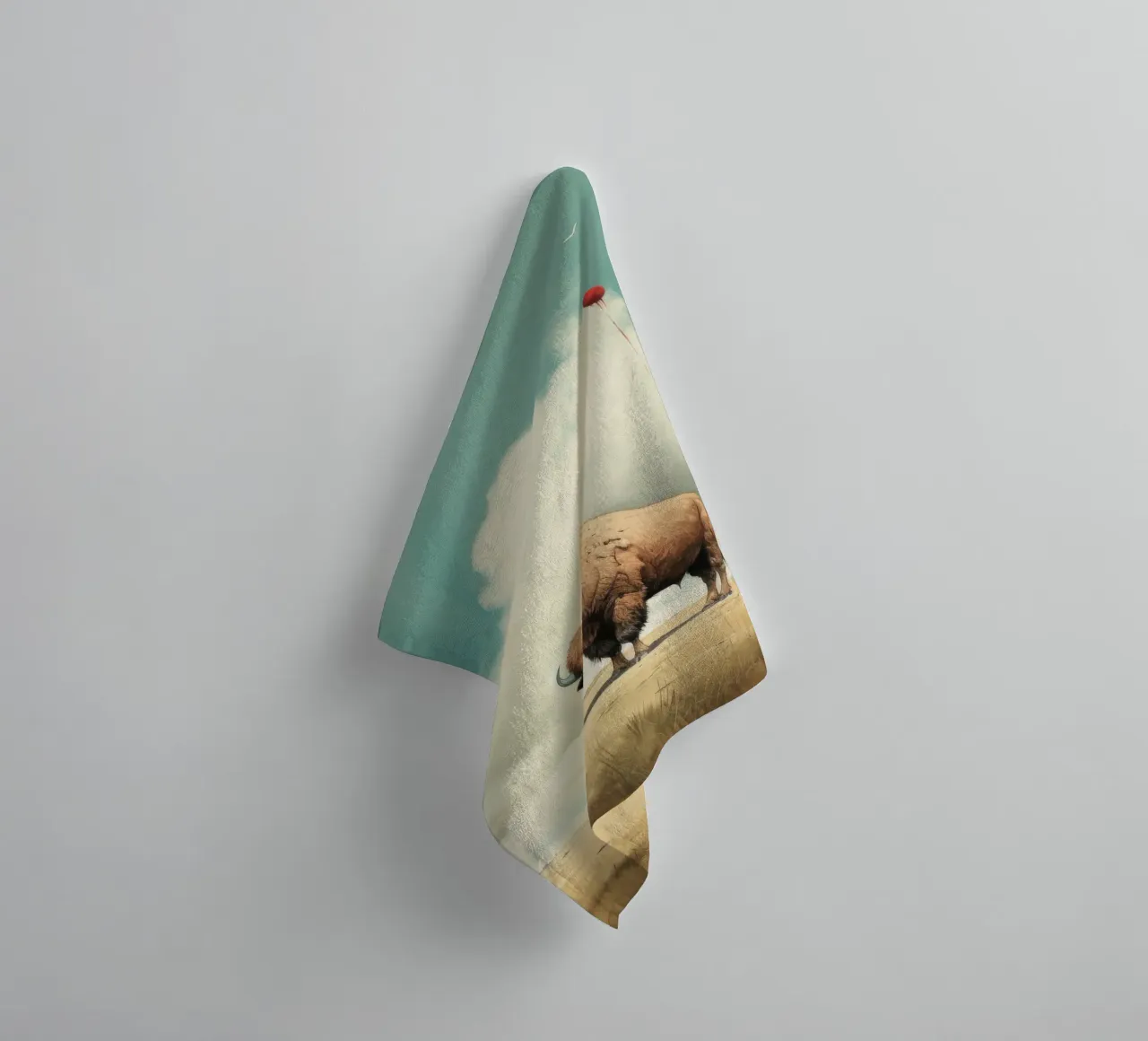 Minimal Buffalo 3 towel by Minimal Animal Art