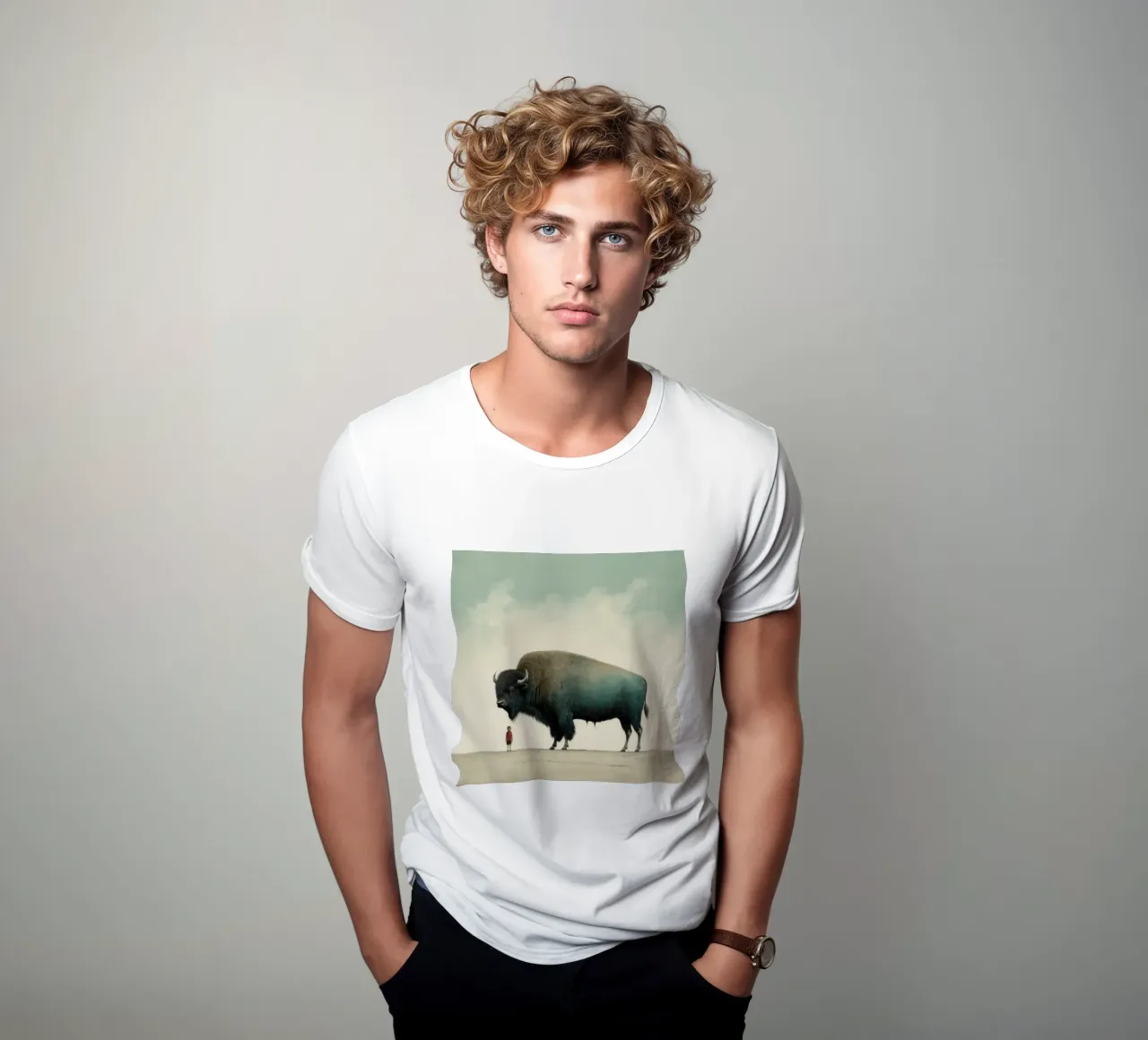 Bufala minima 4 t-shirt da Minimal Animal Art