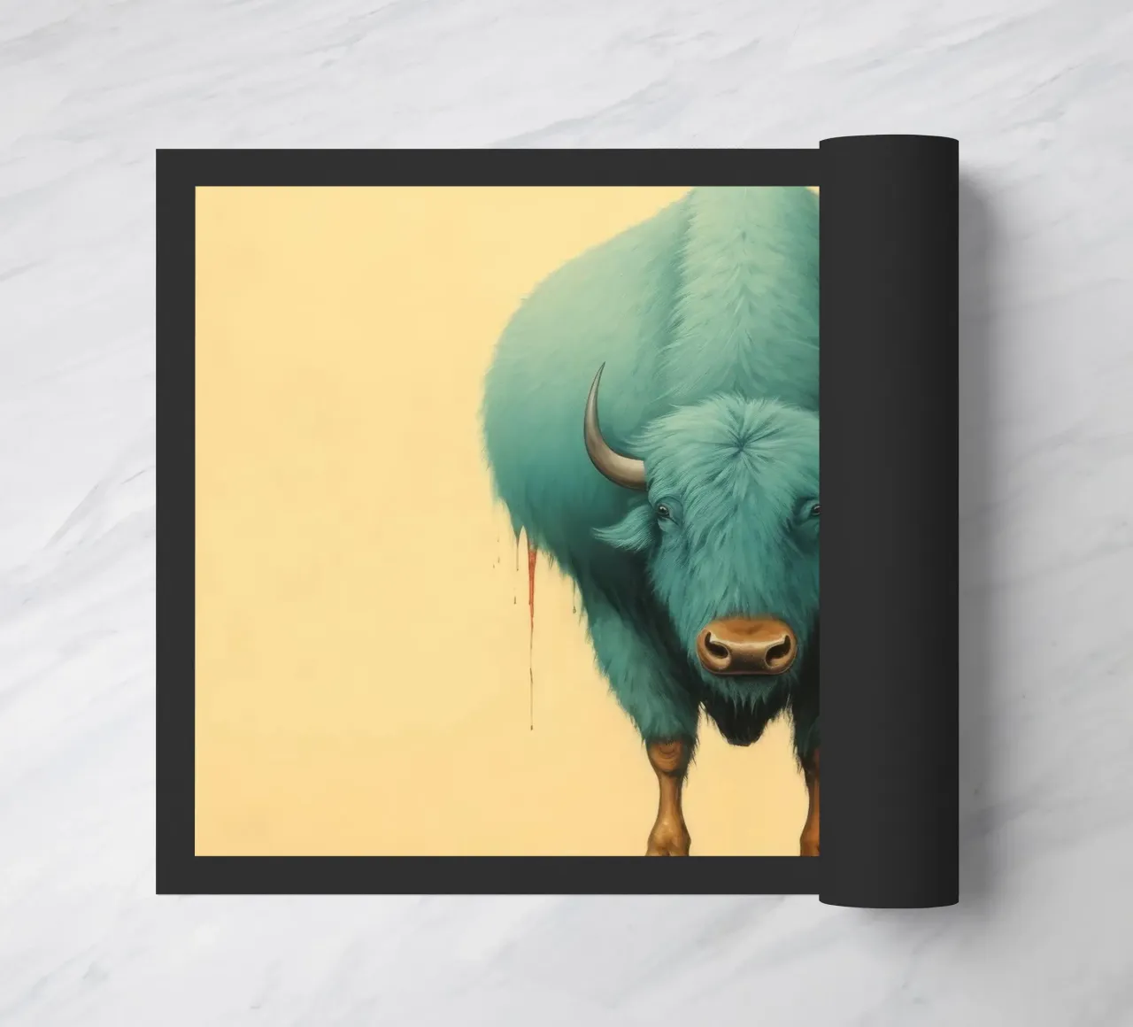Búfalo mínimo 1 felpudo de Minimal Animal Art