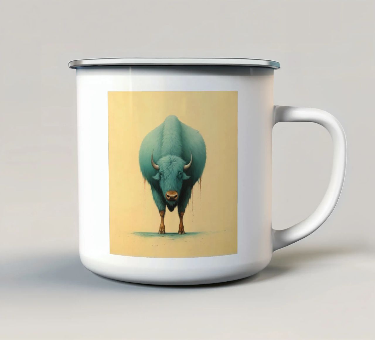 Bufalo minimo 1 tazza in smalto da Minimal Animal Art