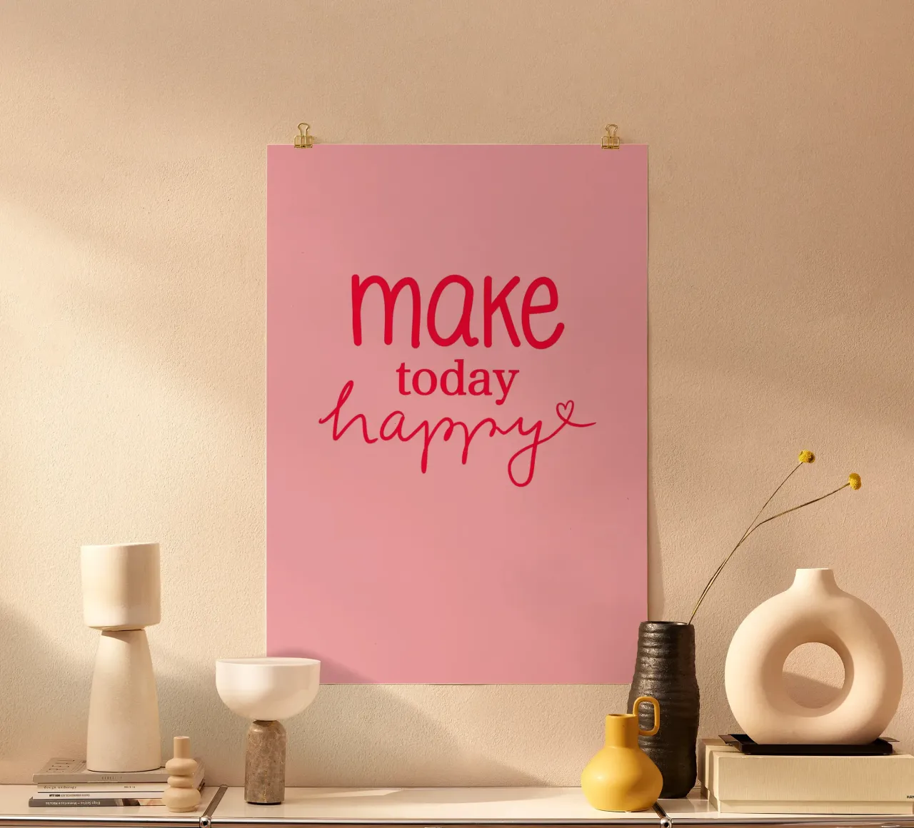 Make today happy - rot, rosa - Handlettering, Illustration carta hahnemühle da keinkonzept