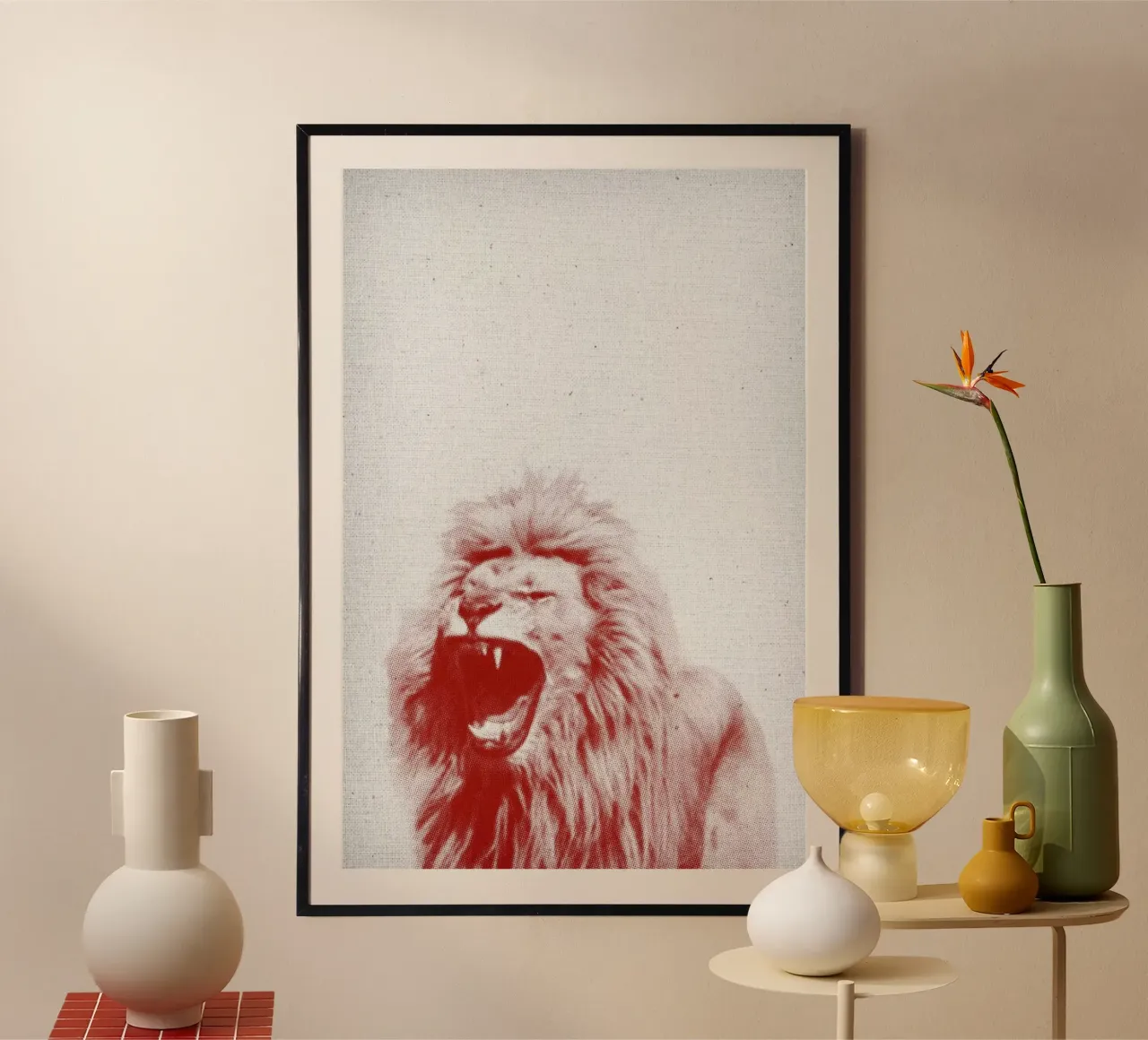 Lion poster con telaio in legno da Froilein Juno