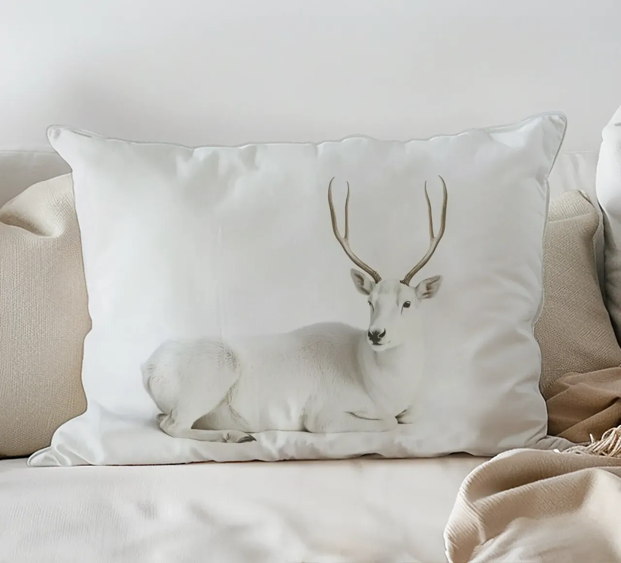 Elegante cervo bianco cuscino da Carinaprint