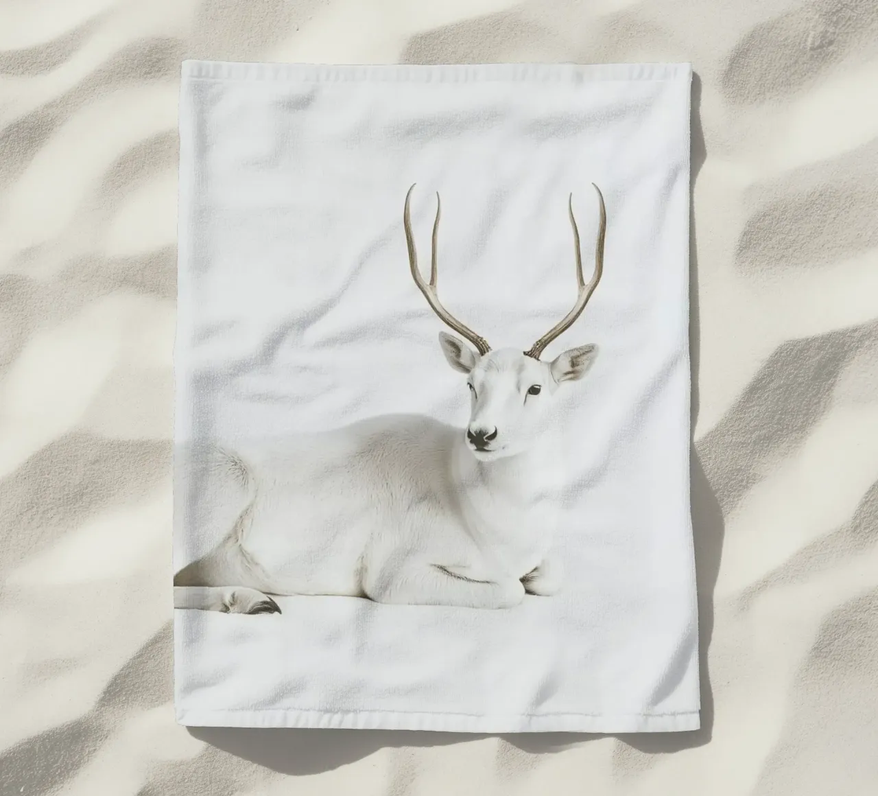 Elegante cervo bianco telo mare da Carinaprint