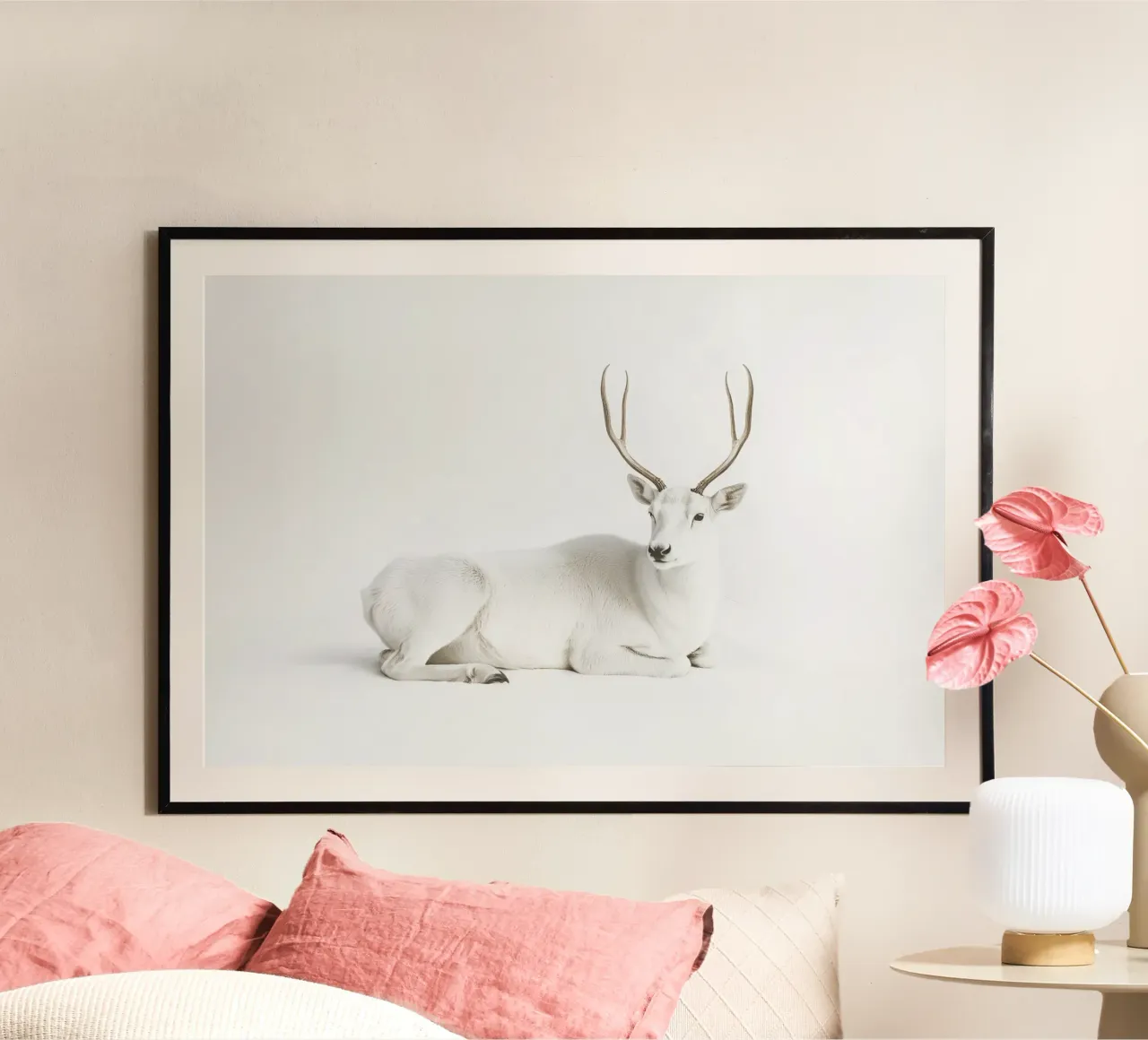 Elegante cervo bianco carta hahnemühle da Carinaprint