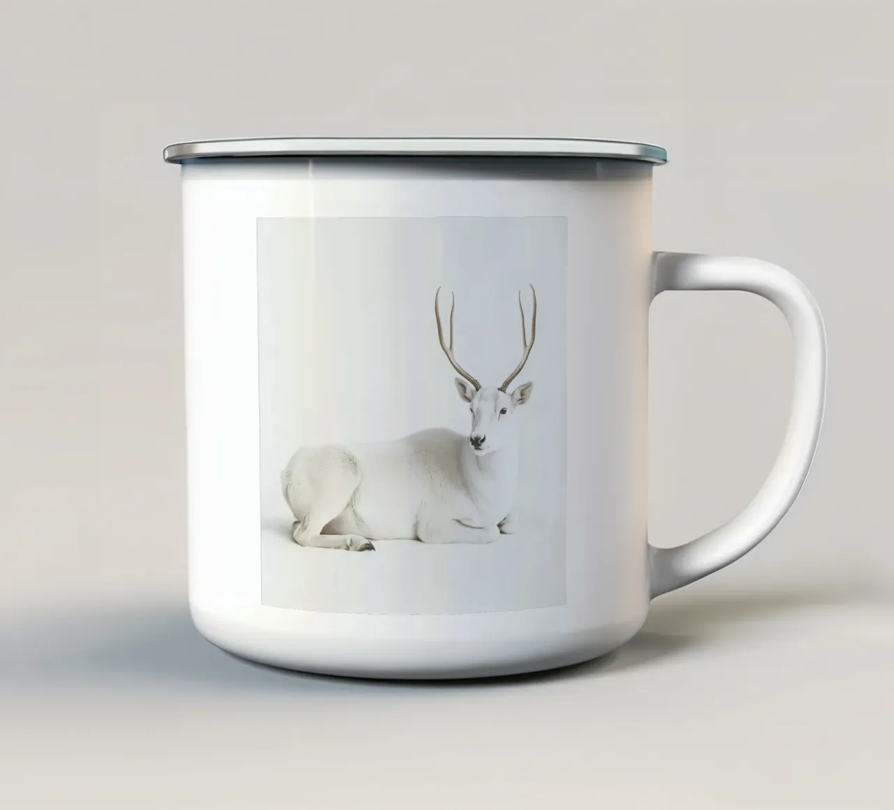 Elegante cervo bianco 1 tazza in smalto da Carinaprint