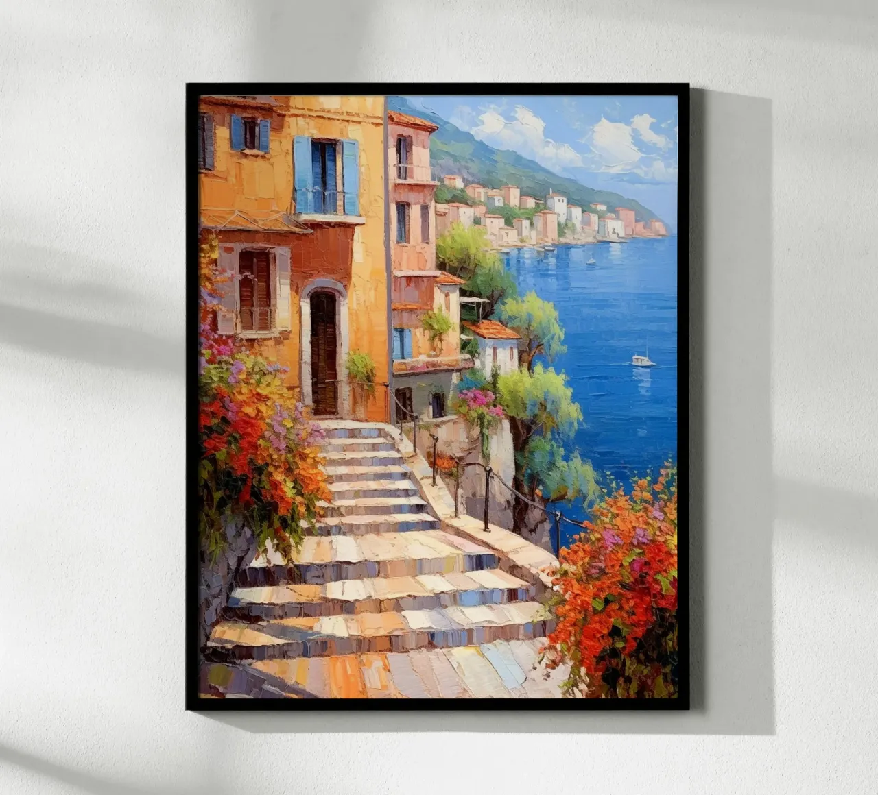 Mediterranean Coast poster con telaio in alluminio da Artsy Bessy