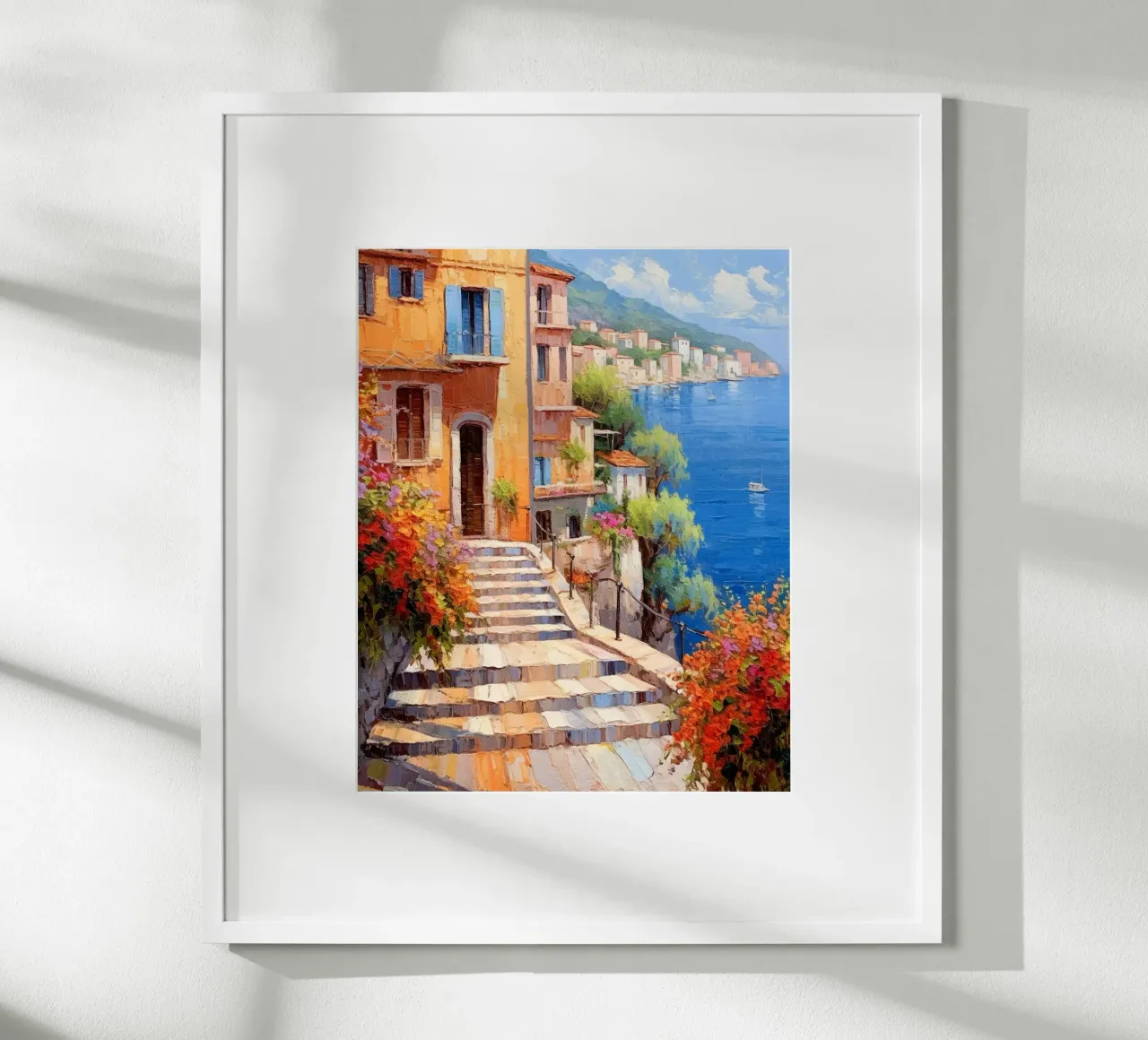 Mediterranean Coast poster con telaio in alluminio da Artsy Bessy