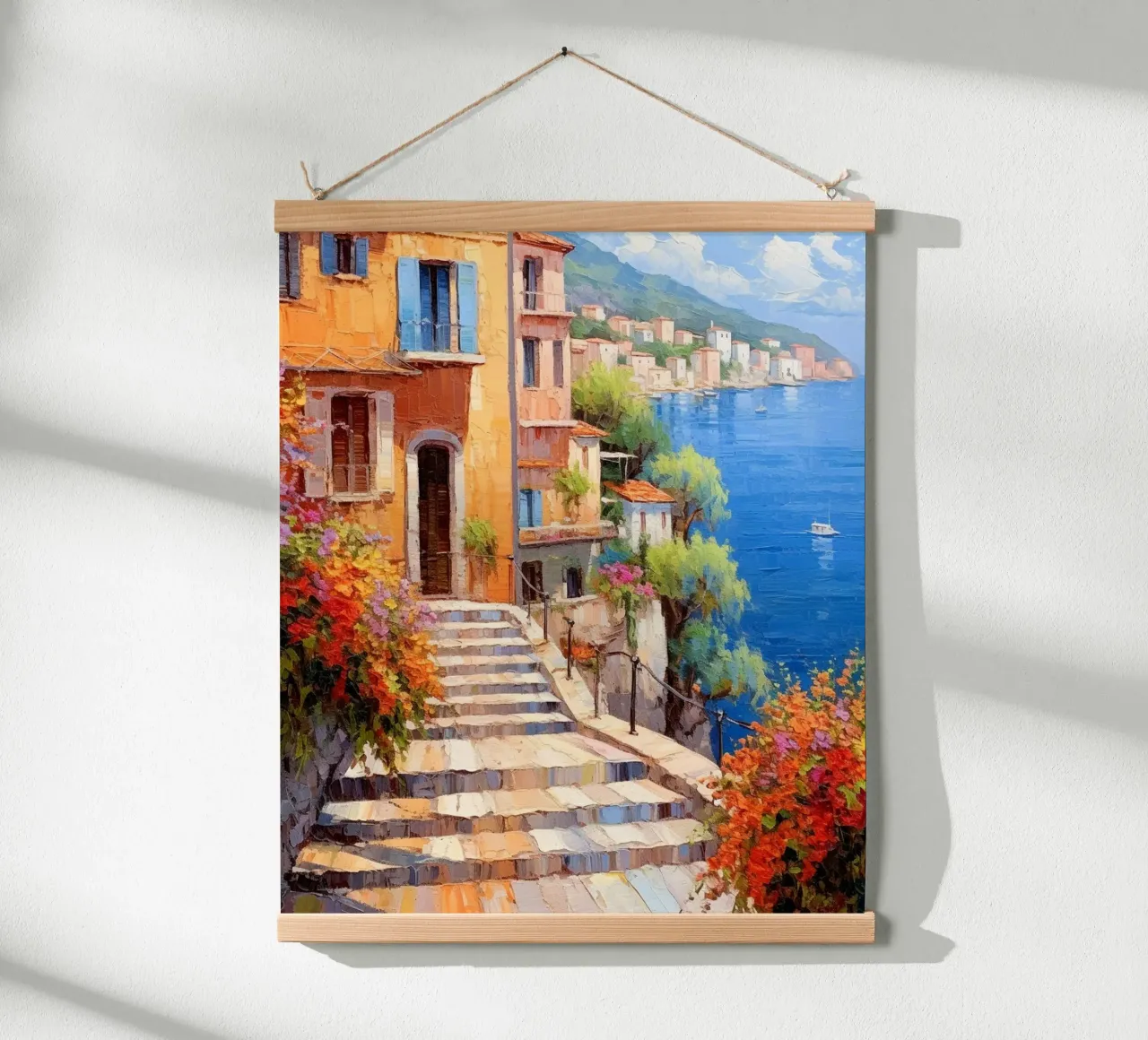 Mediterranean Coast poster con telaio in alluminio da Artsy Bessy