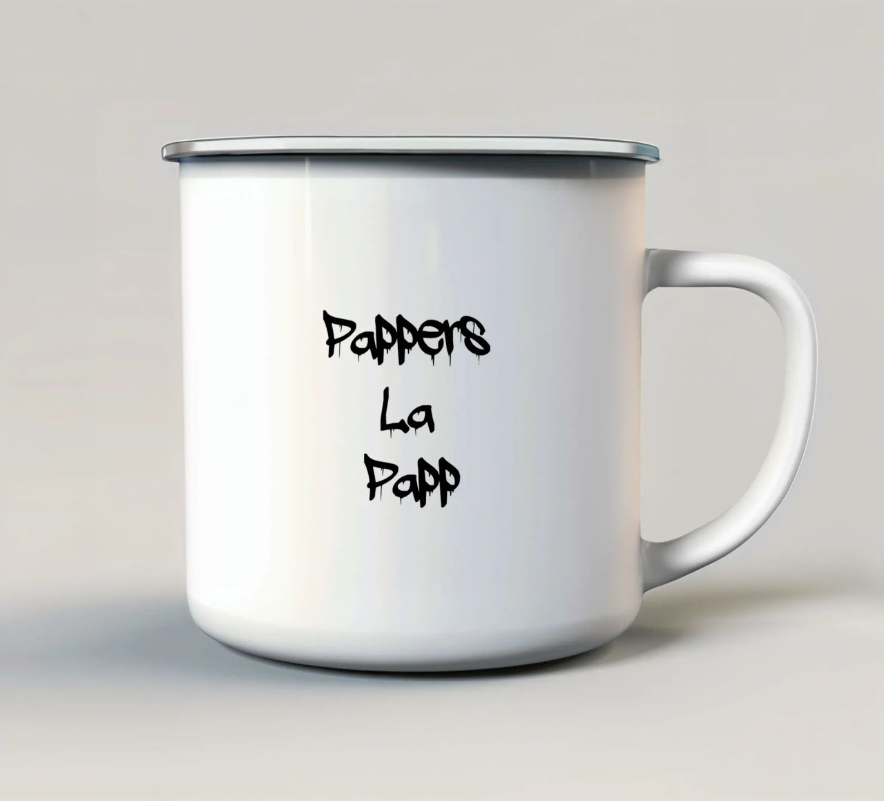 Pappers La Papp tazza in smalto da YV TYPOGRAPHY