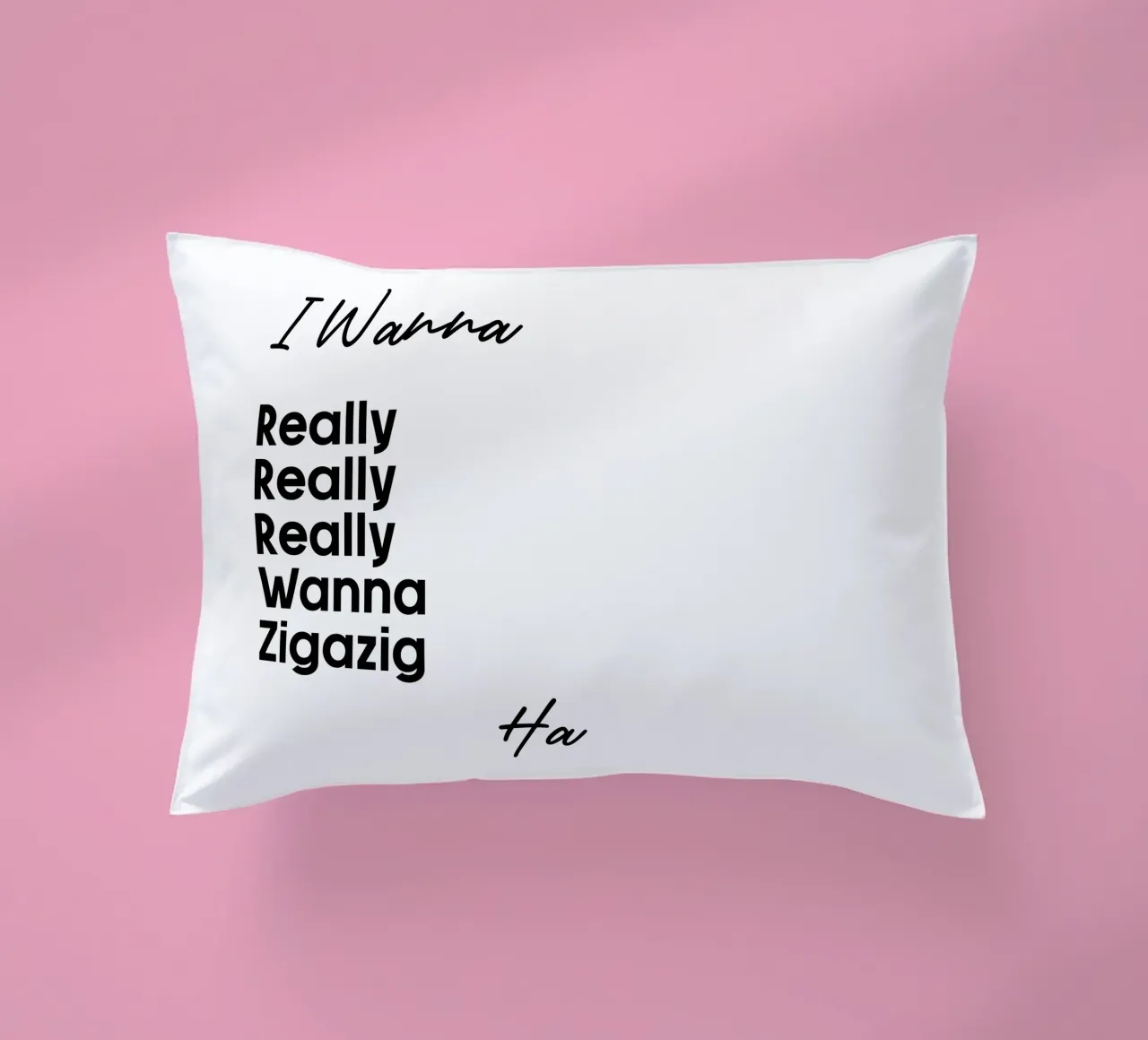 Je veux vraiment vraiment vraiment vouloir Zigazig Ha coussin de YV TYPOGRAPHY