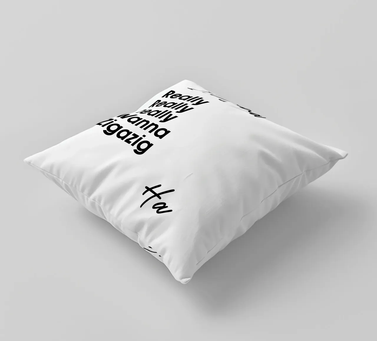 Je veux vraiment vraiment vraiment vouloir Zigazig Ha coussin de YV TYPOGRAPHY