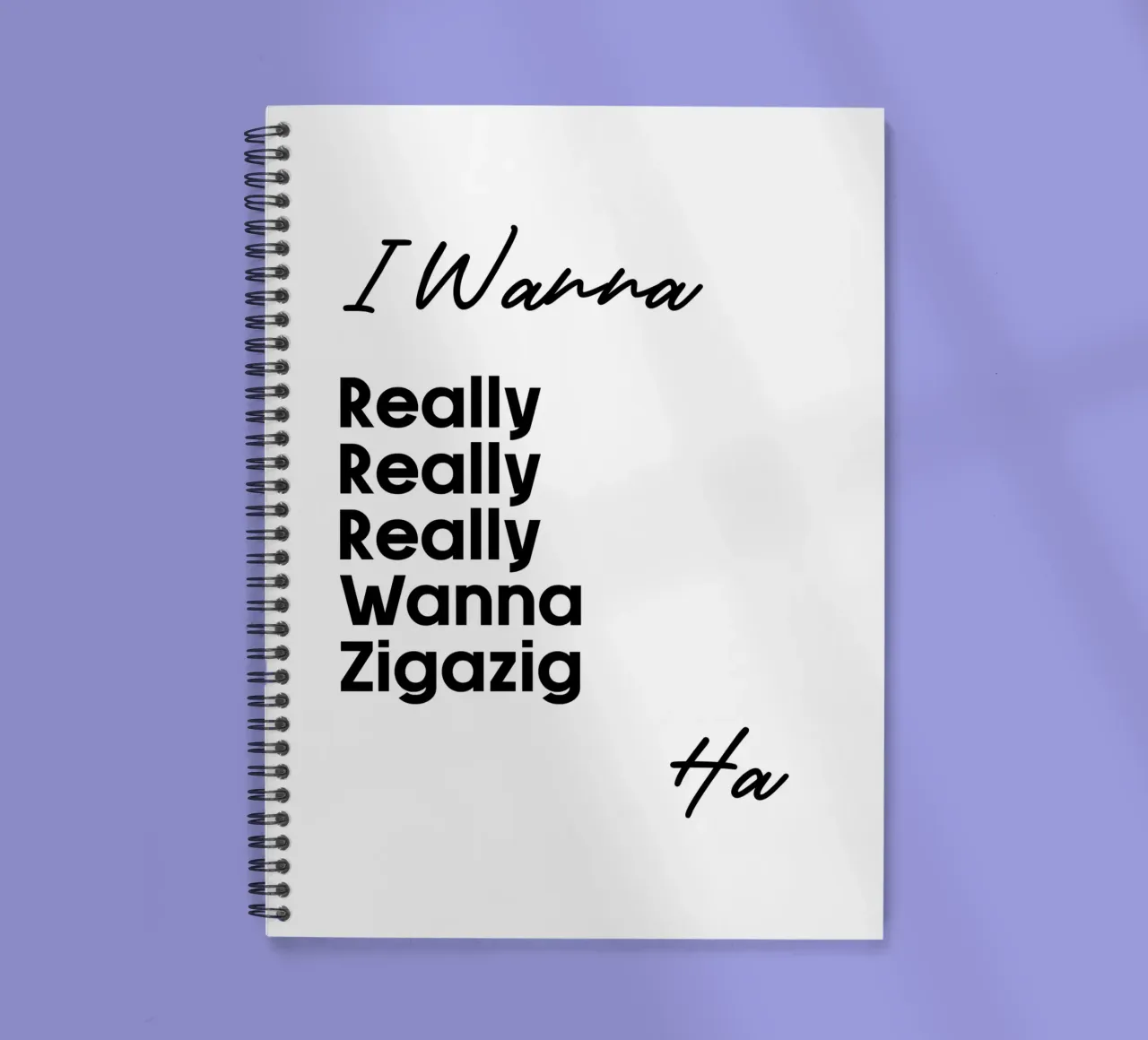 Je veux vraiment vraiment vraiment vouloir Zigazig Ha carnet à spirale de YV TYPOGRAPHY