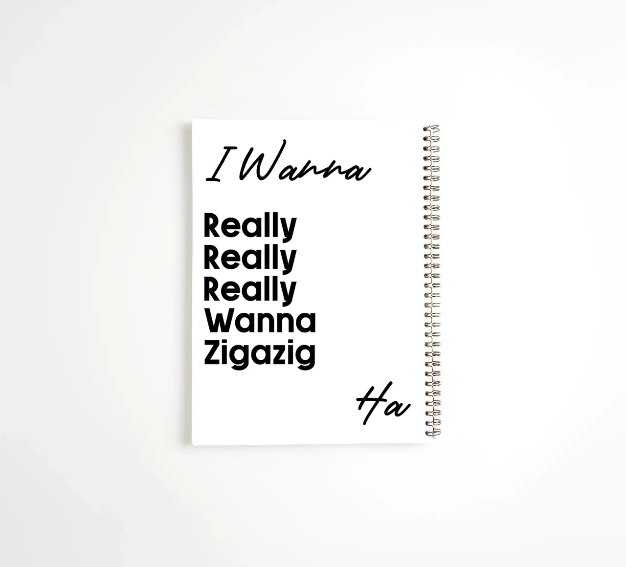Je veux vraiment vraiment vraiment vouloir Zigazig Ha carnet à spirale de YV TYPOGRAPHY