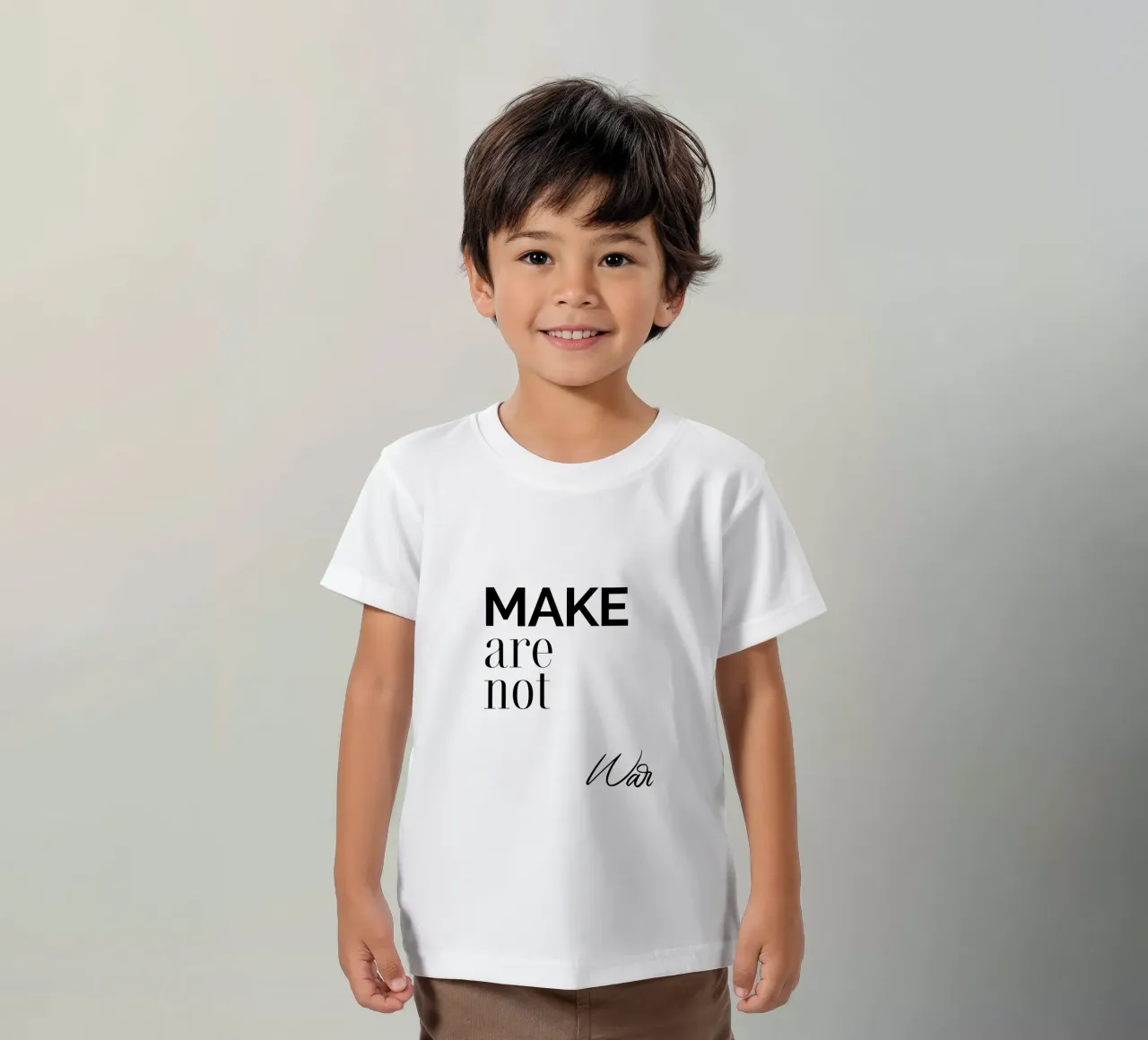 Make Are Not War kids t-shirt by YV TYPOGRAPHY