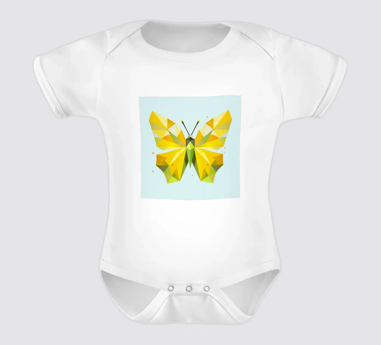 Geometric lemon butterfly -Radiant yellow butterfly short-sleeve baby romper by namosh
