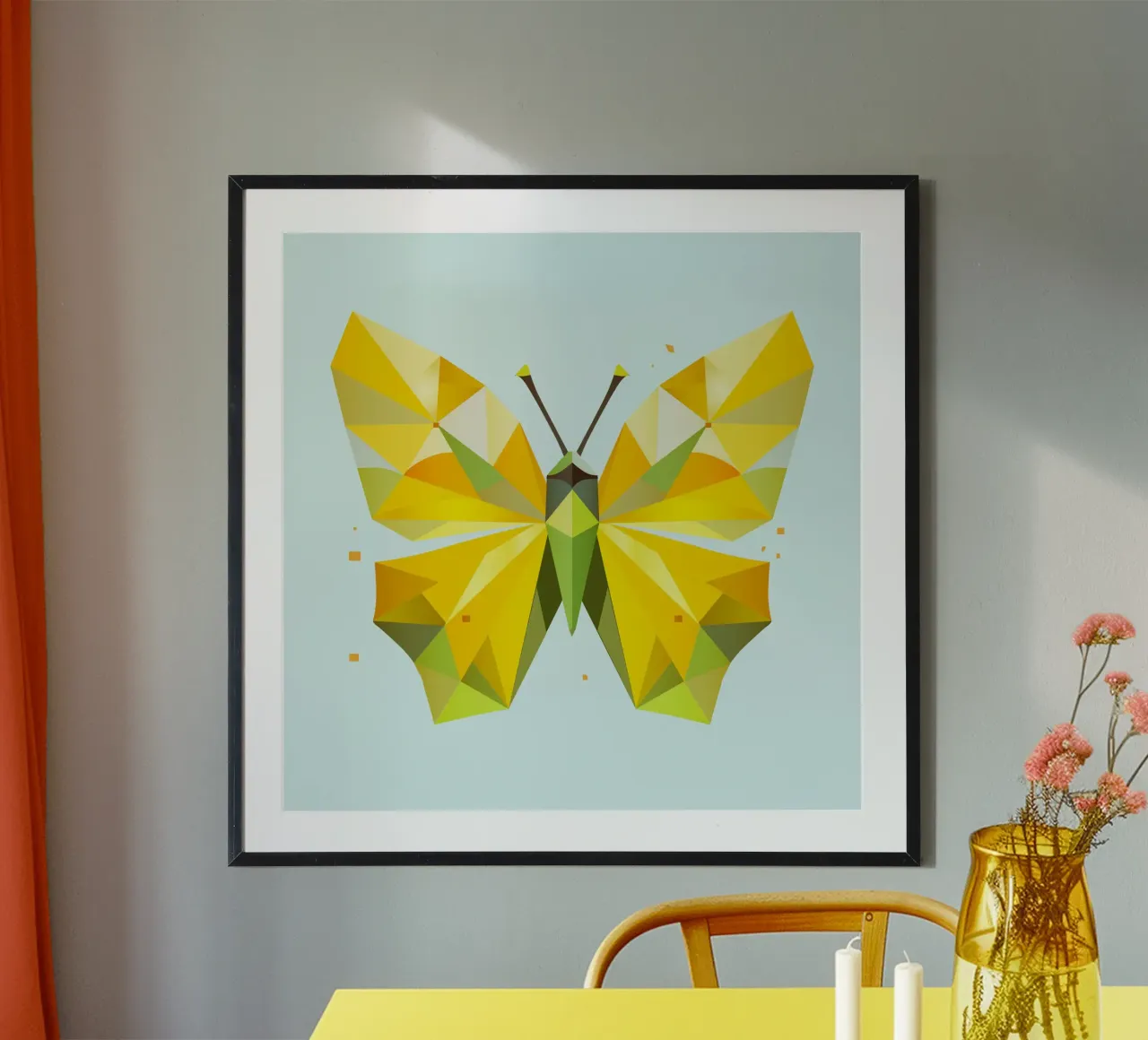 Farfalla geometrica al limone -Farfalla gialla radiosa carta hahnemühle da namosh