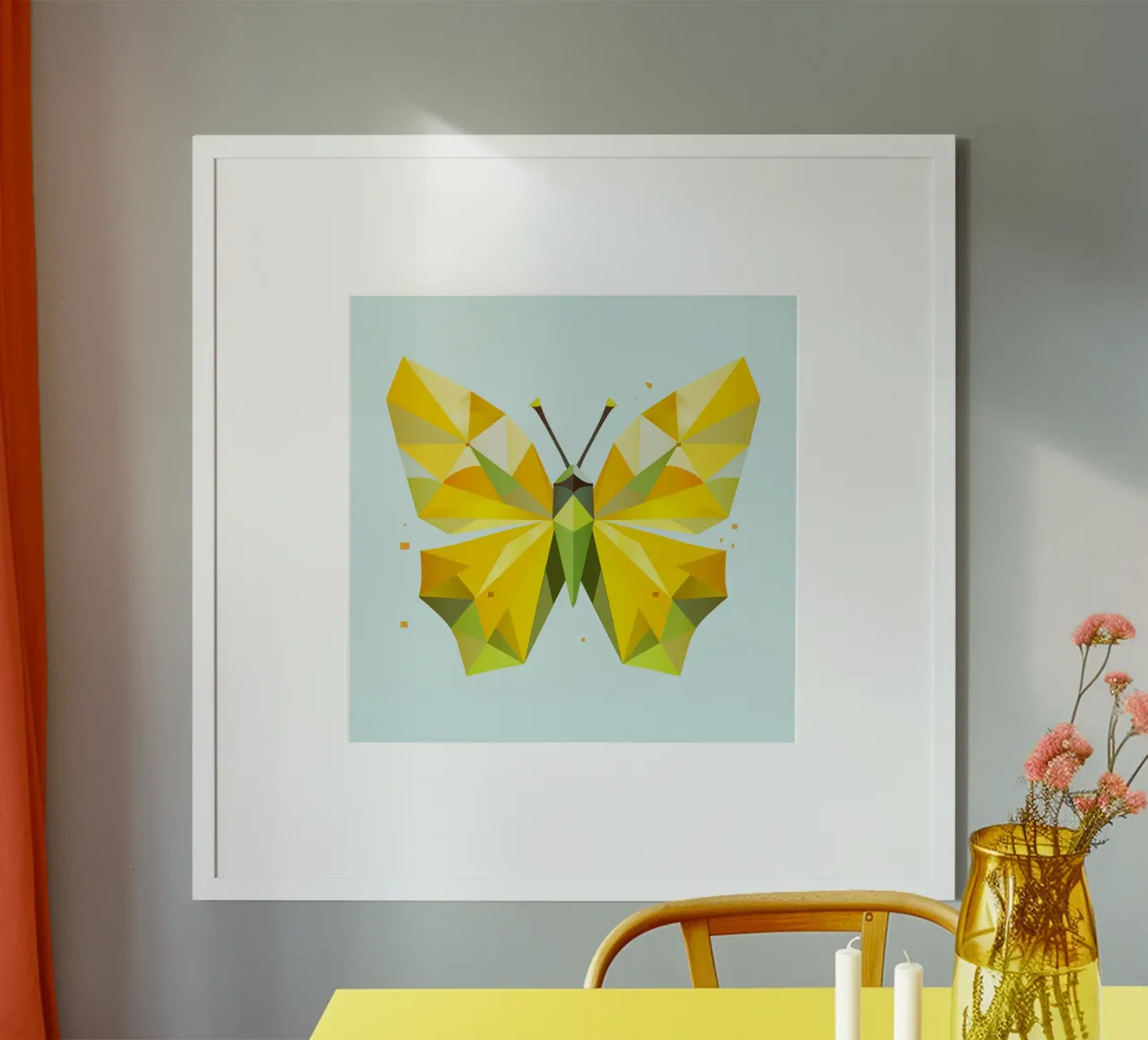 Farfalla geometrica al limone -Farfalla gialla radiosa carta hahnemühle da namosh