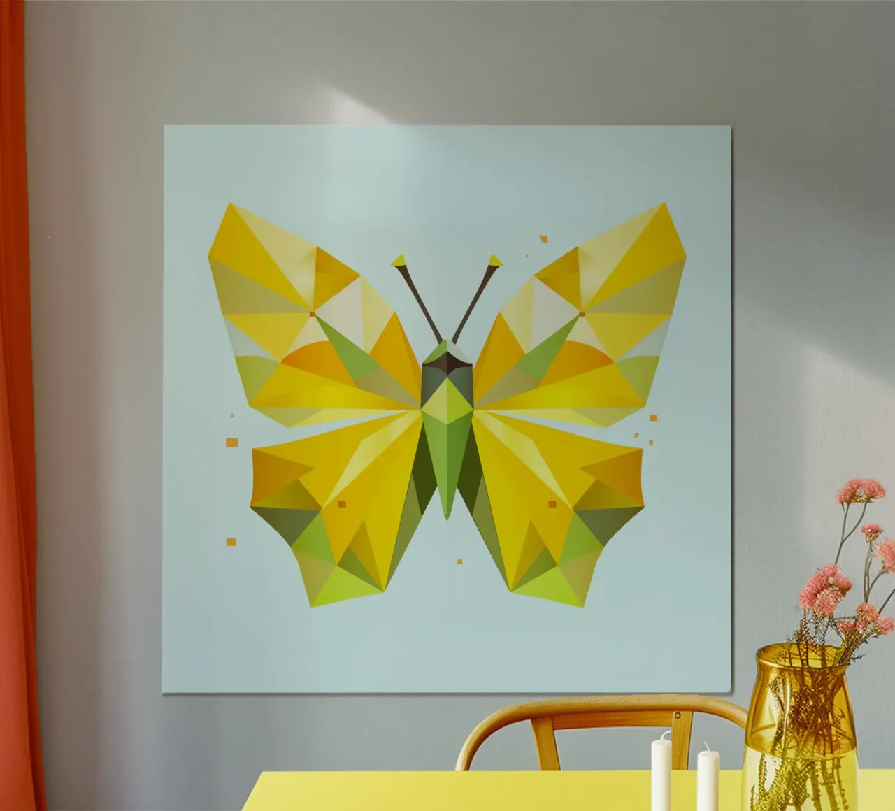 Farfalla geometrica al limone -Farfalla gialla radiosa carta hahnemühle da namosh
