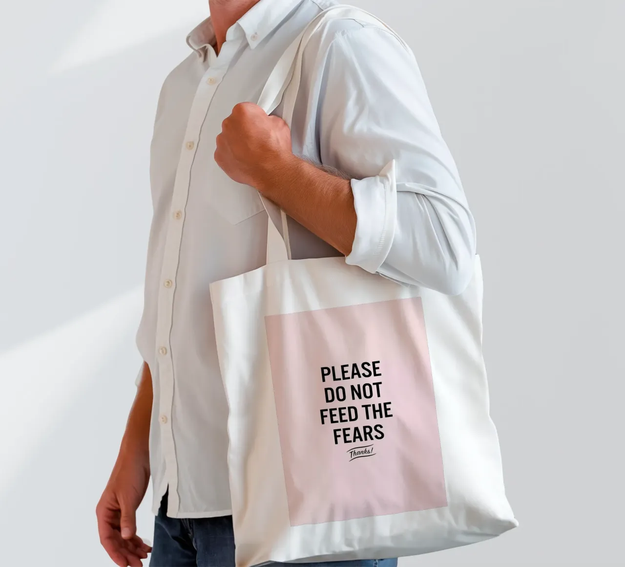 Please Do Not Feed The Fears borsa in juta da LeDieg