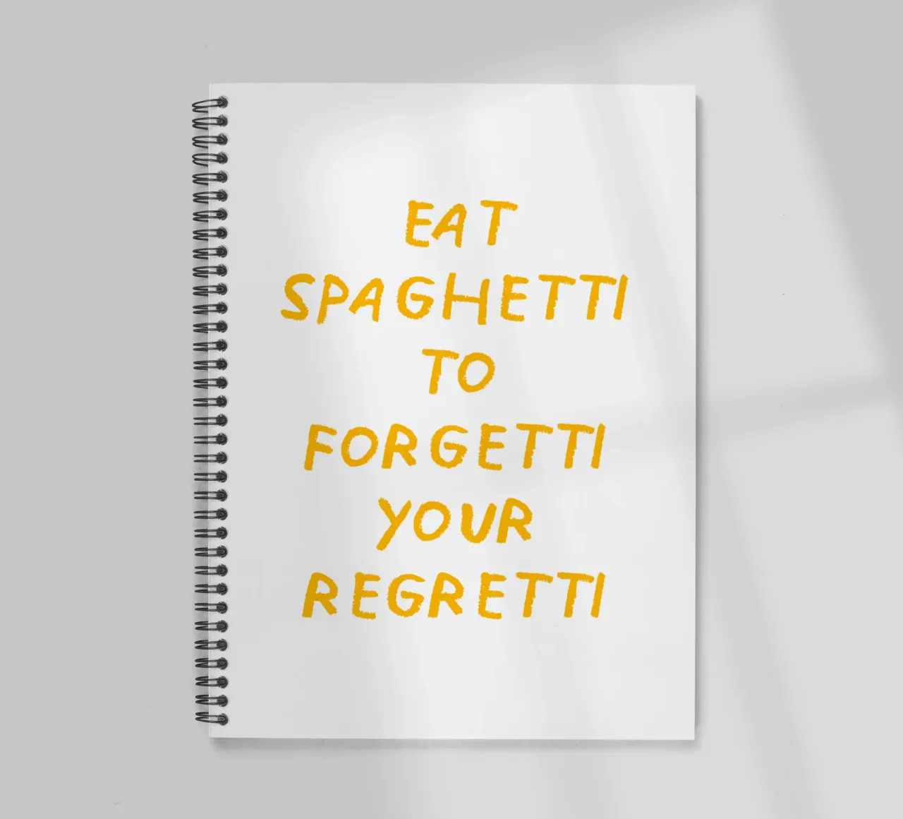 Eat spaghetti to forge your regretti spiral notebook by Vintagrafica