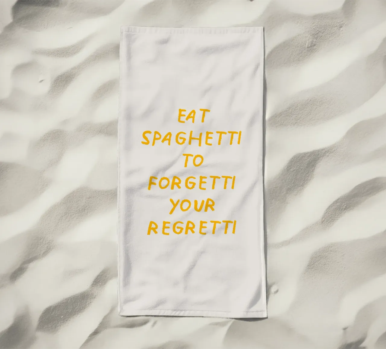 Eat spaghetti to forgetti your regretti telo mare da Vintagrafica