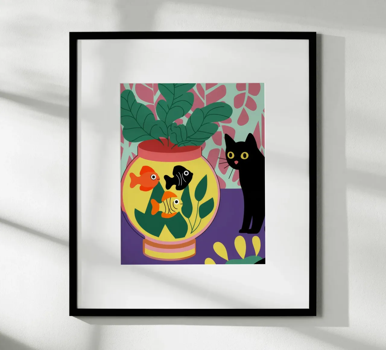 Curiosità felina poster con telaio in alluminio da Artie Shifa