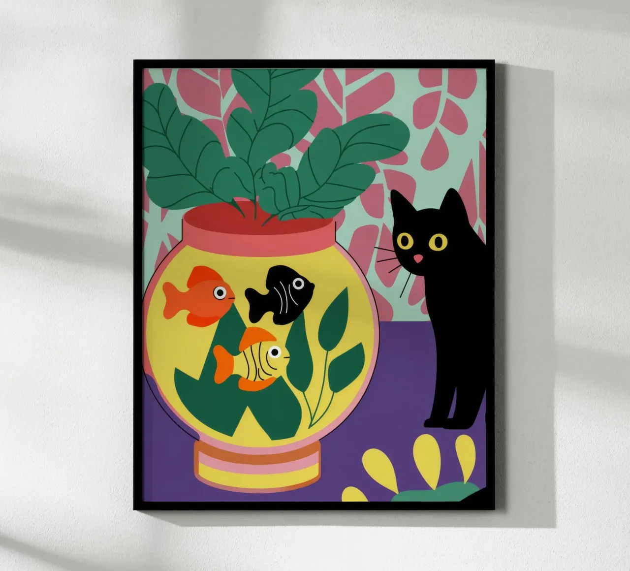 Curiosità felina poster con telaio in alluminio da Artie Shifa