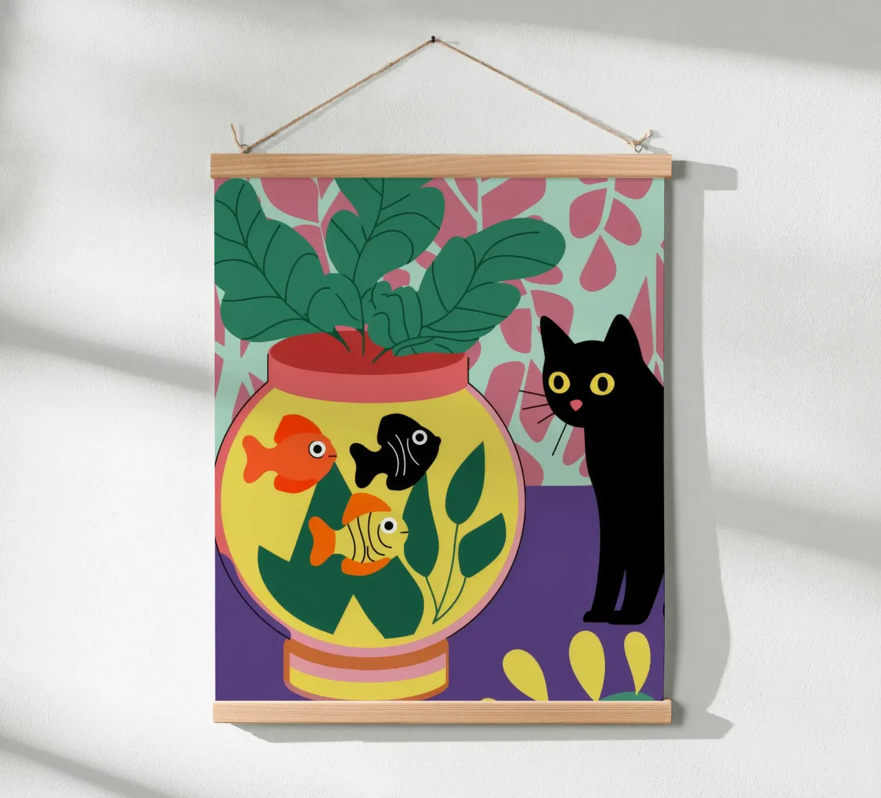 Curiosità felina poster con telaio in alluminio da Artie Shifa