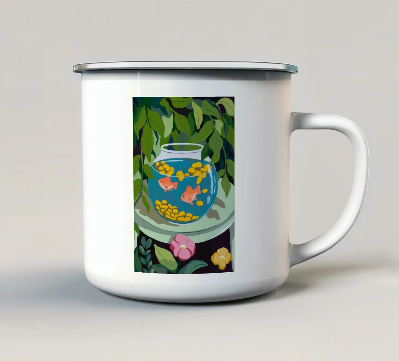 Fishbowl Scene tazza in smalto da Artie Shifa