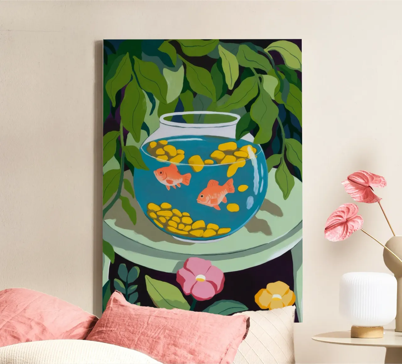 Fishbowl Scene canvas by Artie Shifa