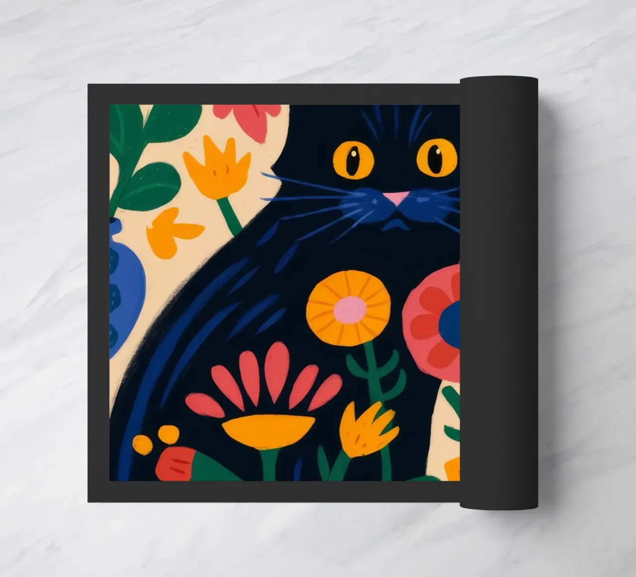 Floral Feline doormat by Artie Shifa