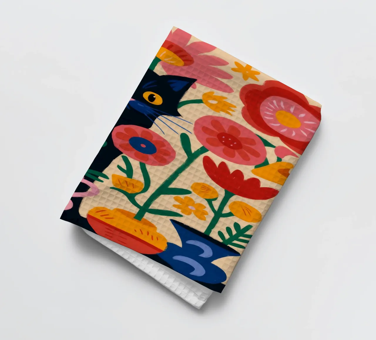 Floral Feline tea towel by Artie Shifa