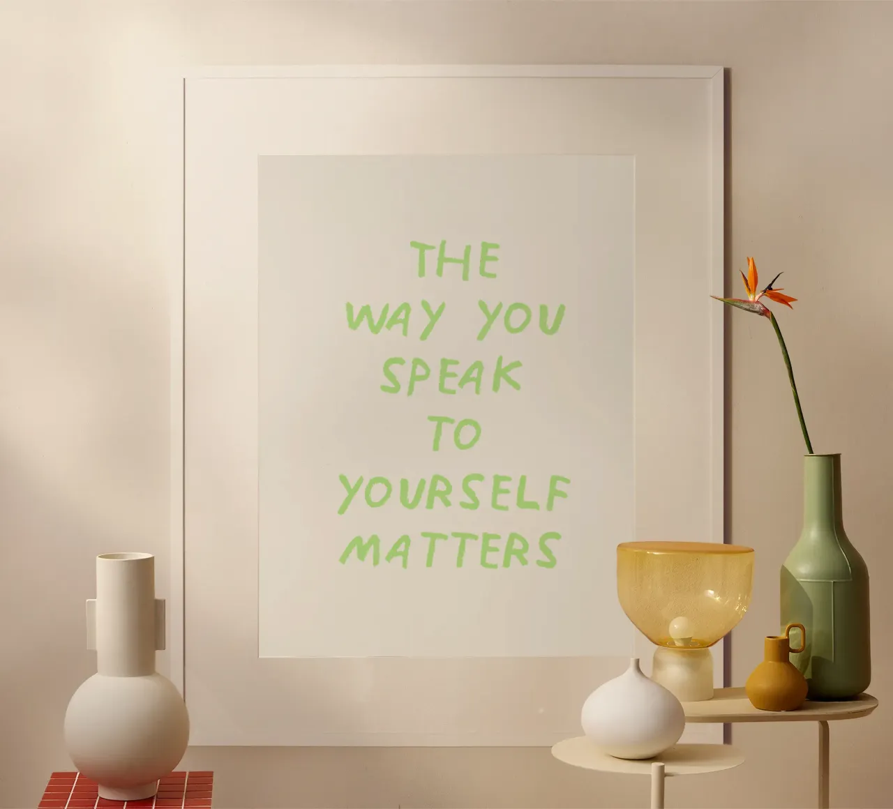 Il modo in cui vi rivolgete a voi stessi è importante poster con telaio in alluminio da Vintagrafica