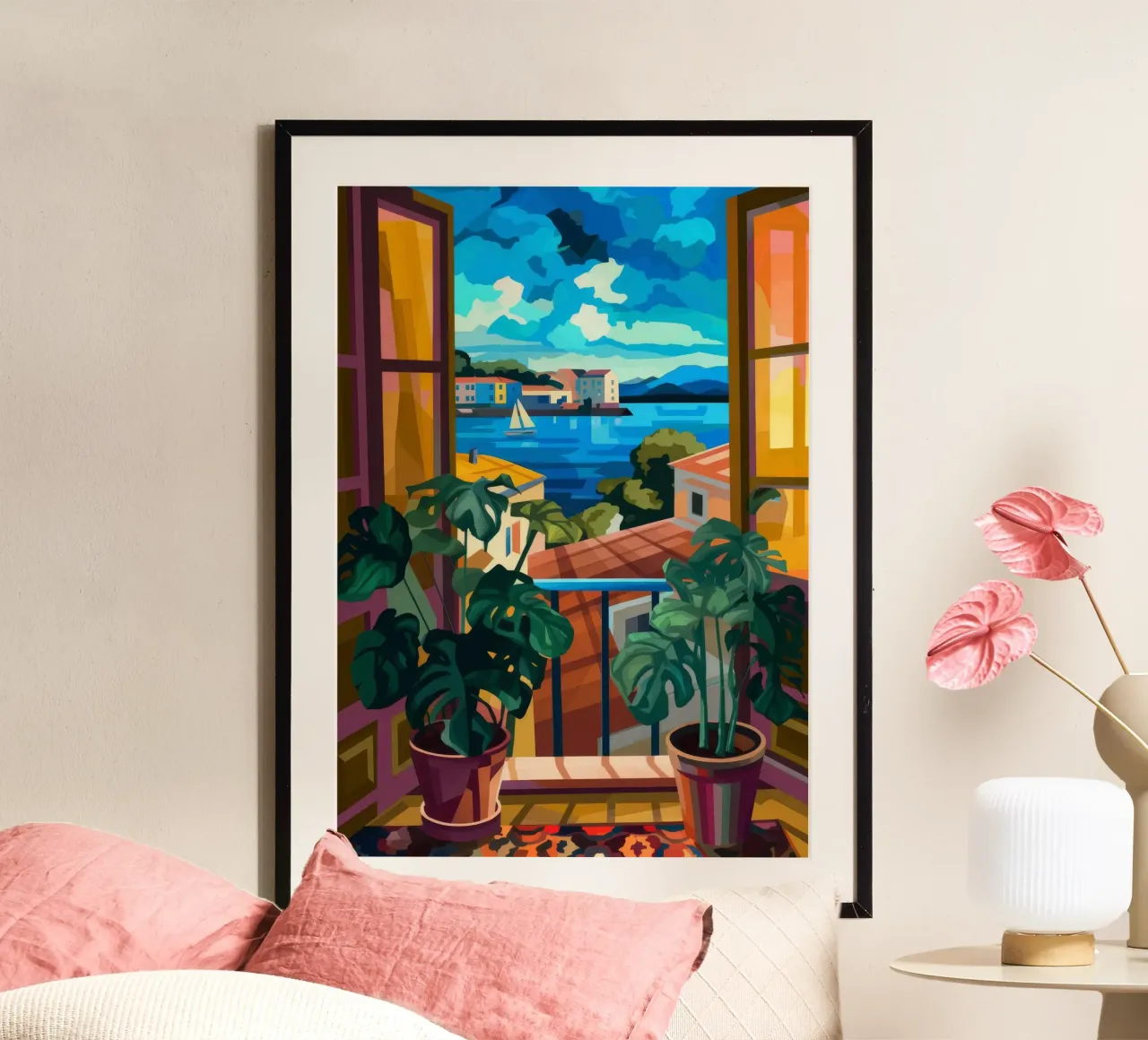 Porto di Haven poster con telaio in plastica da Artie Shifa