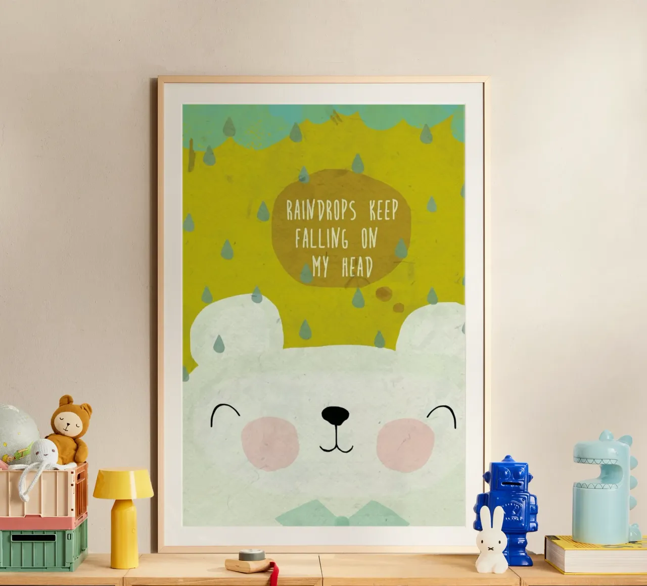 Rain Drops poster con telaio in legno da treechild