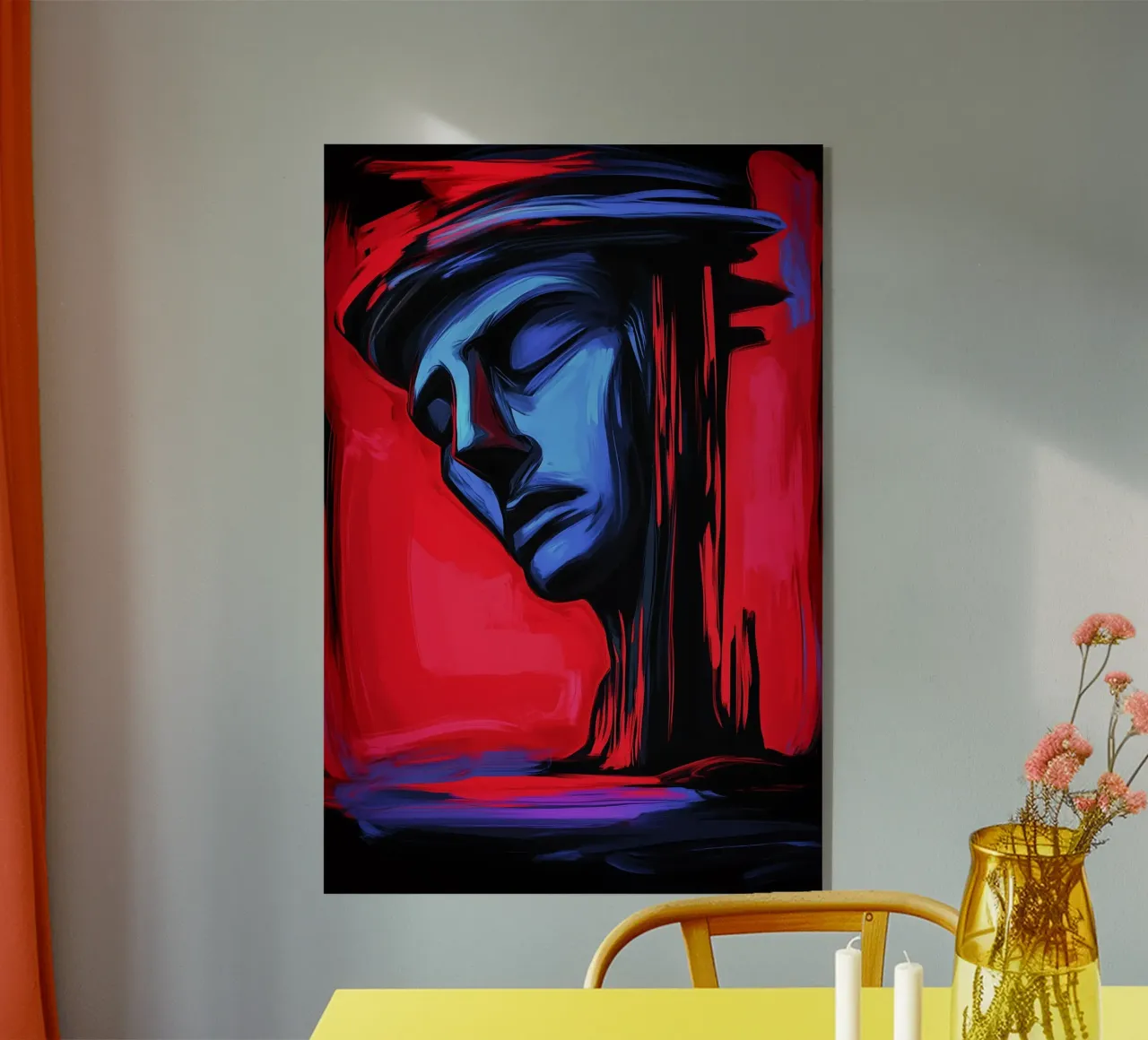 Fusión de pensamientos en un frenesí de color metacrilato de melipo-art